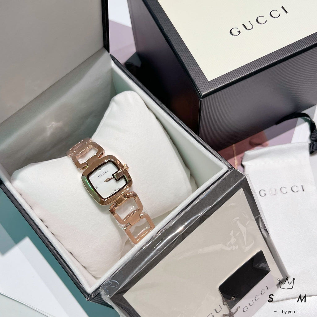 Open-Link Square Quartz Bracelet Watch