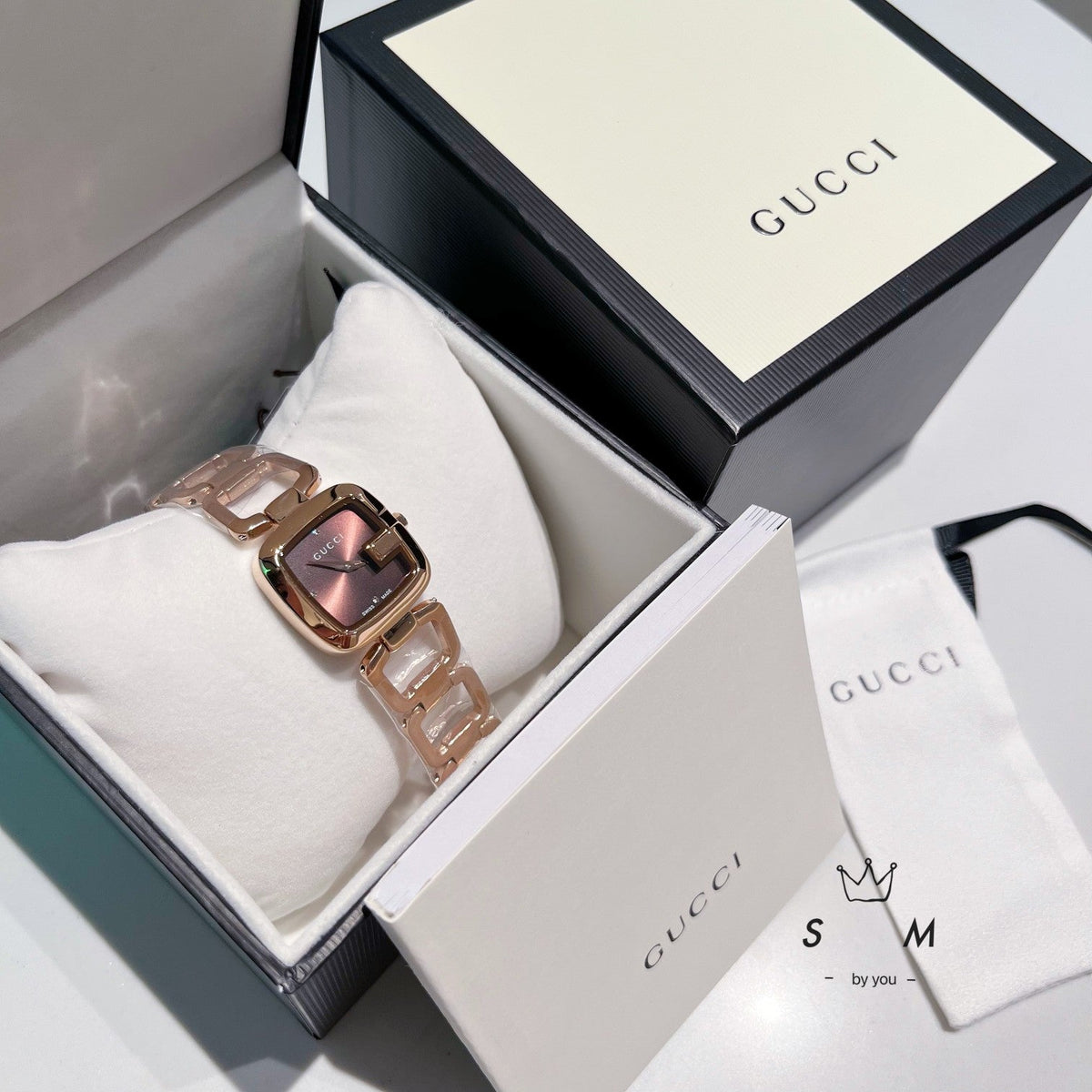 Open-Link Square Quartz Bracelet Watch