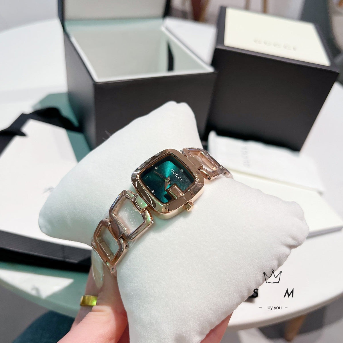 Open-Link Square Quartz Bracelet Watch