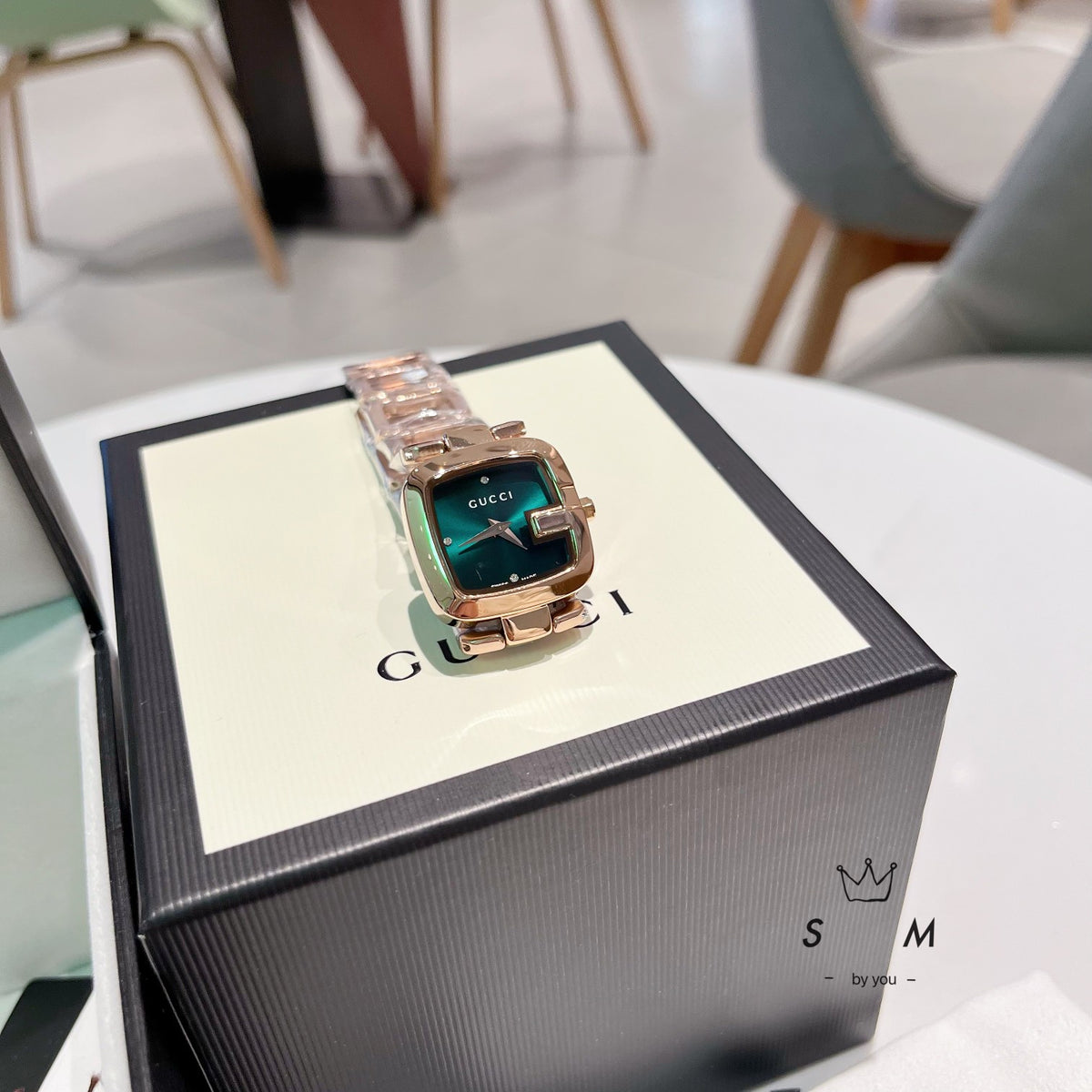 Open-Link Square Quartz Bracelet Watch