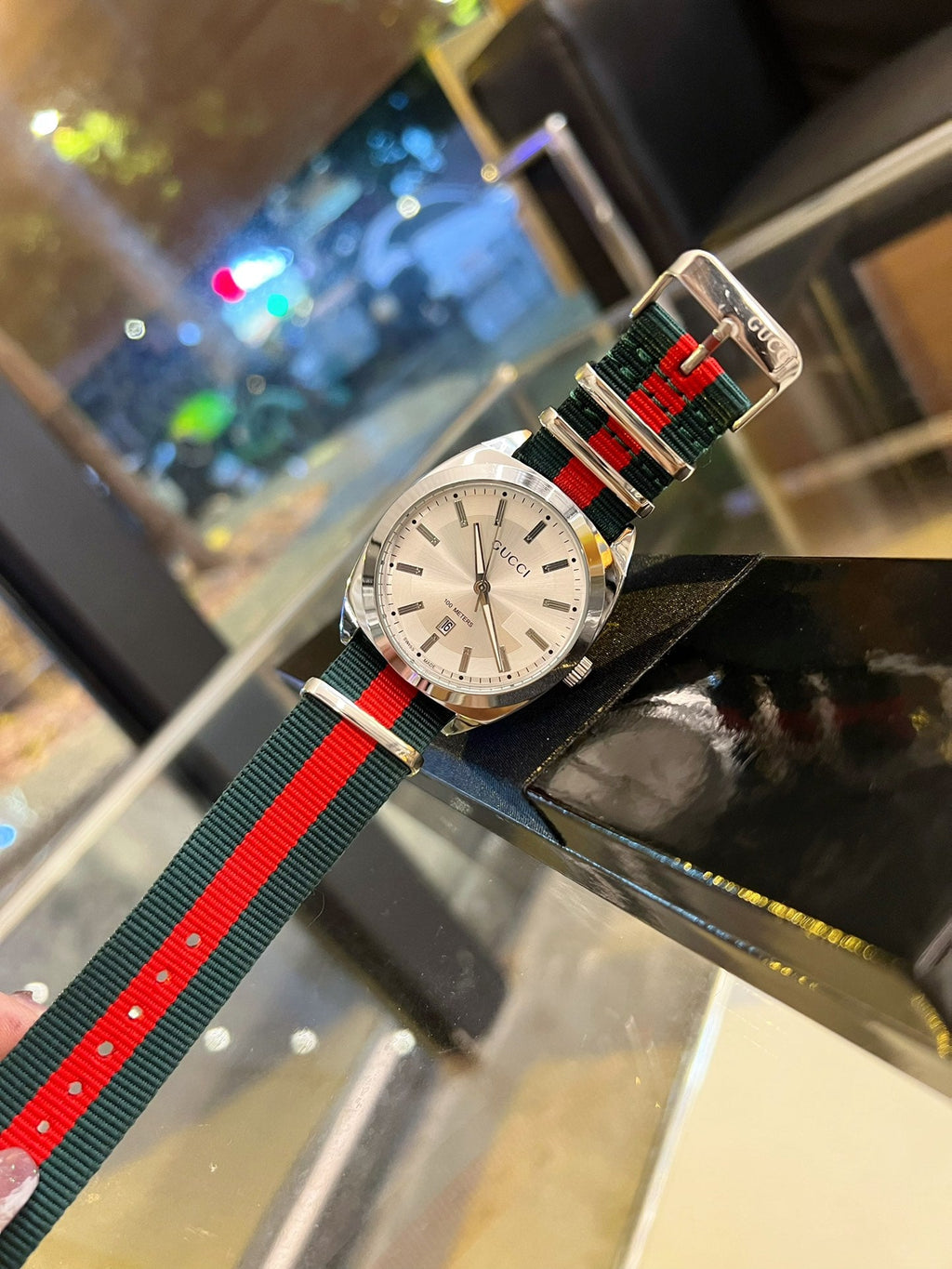 Striped Strap Round Dial Quartz Watch