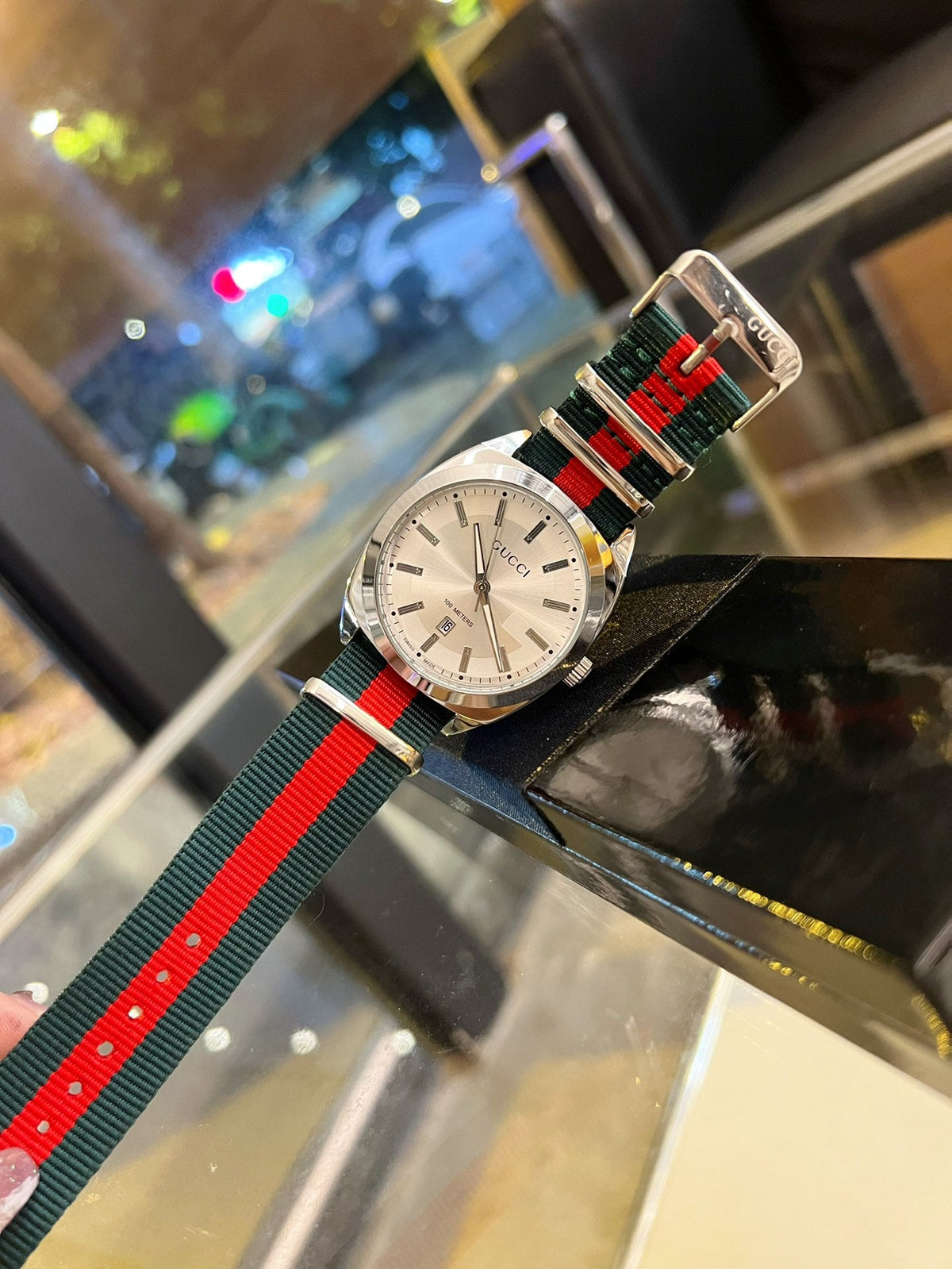 Striped Strap Round Dial Quartz Watch