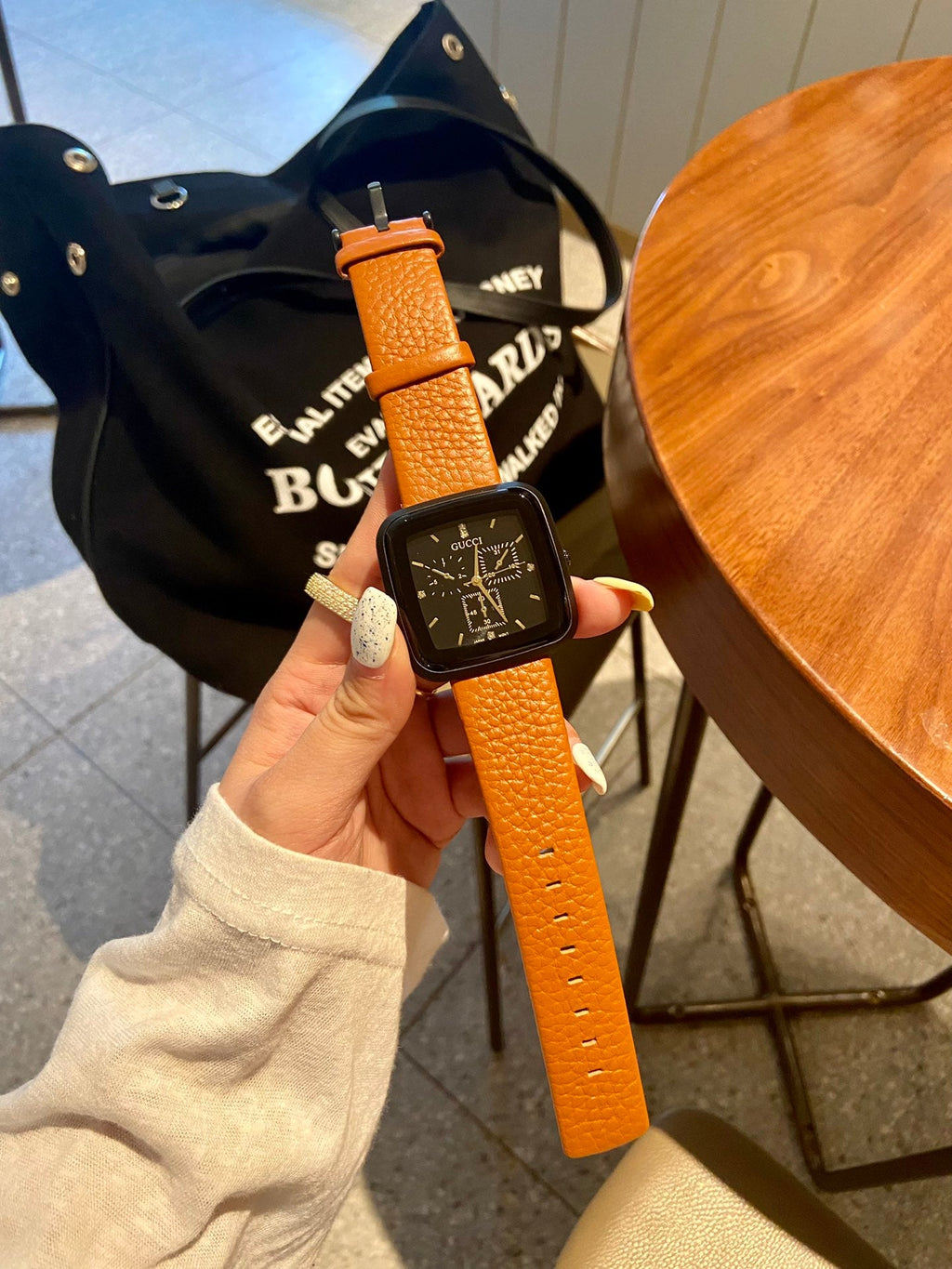 Minimal Square Dial Leather Strap Quartz Watch