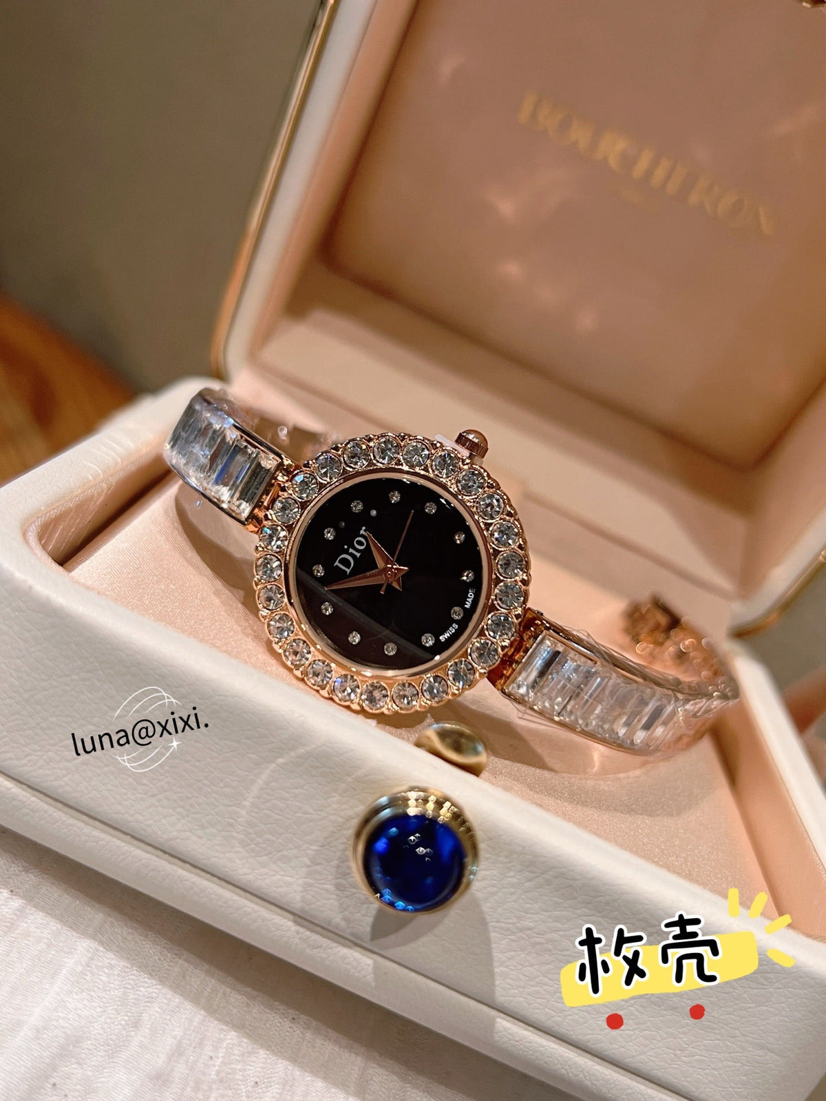 Stone-Accent Round Bracelet Quartz Watch