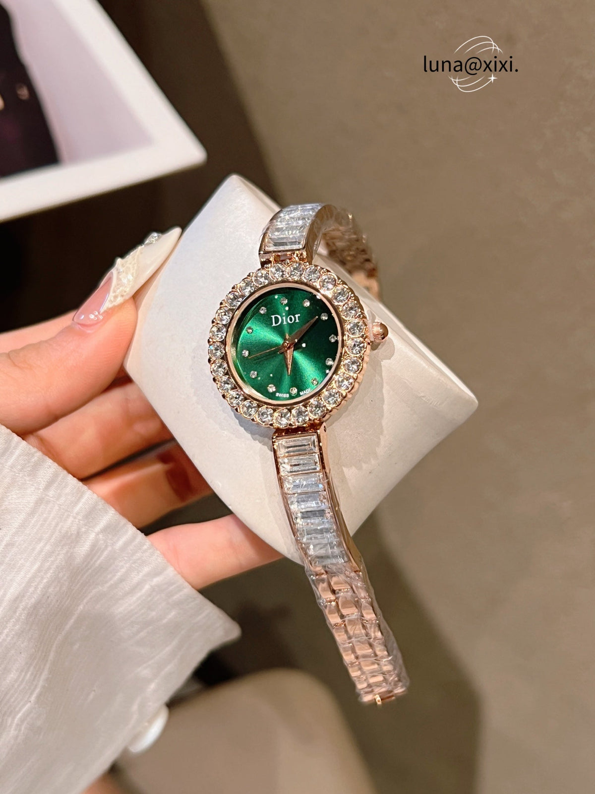 Stone-Accent Round Bracelet Quartz Watch