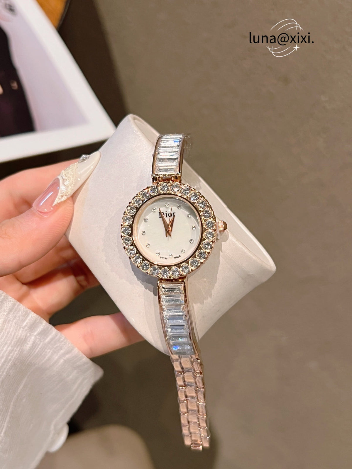 Stone-Accent Round Bracelet Quartz Watch