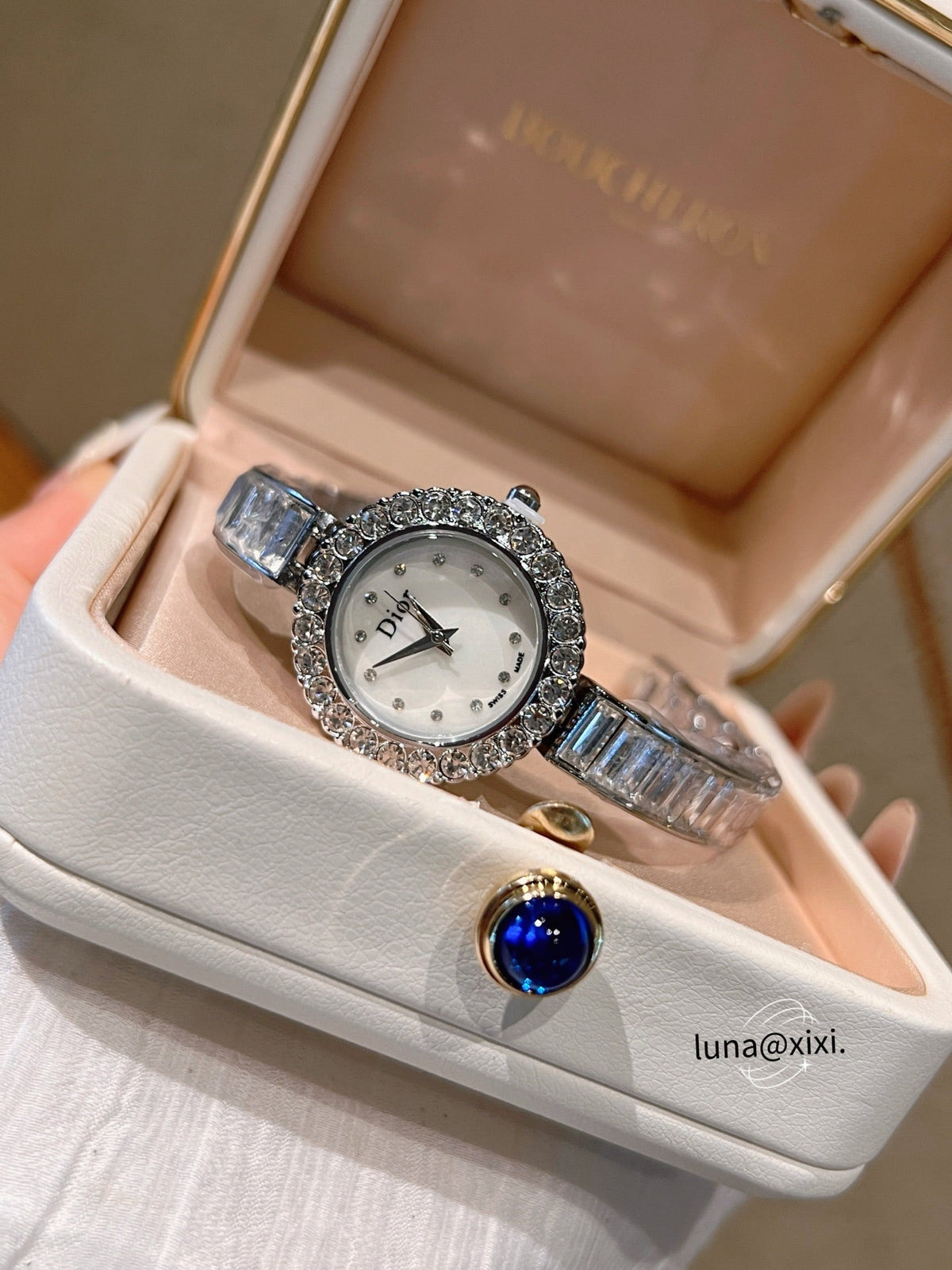 Stone-Accent Round Bracelet Quartz Watch