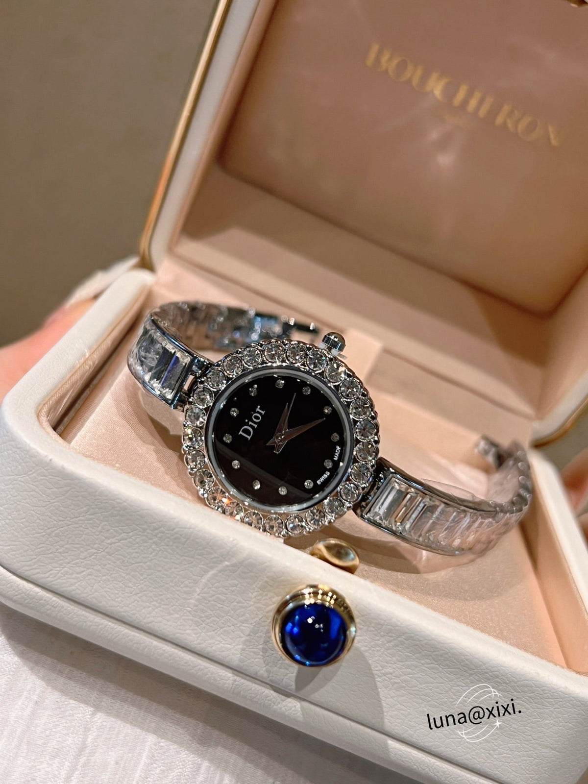 Stone-Accent Round Bracelet Quartz Watch