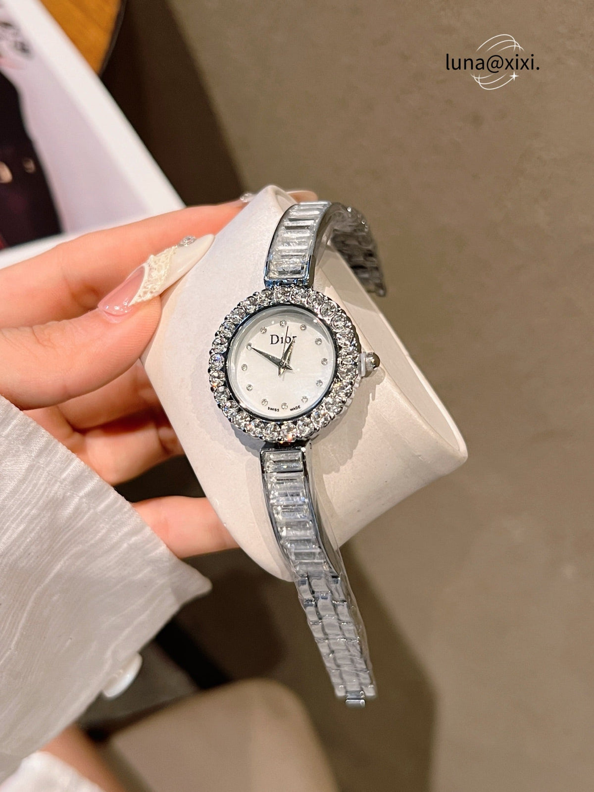 Stone-Accent Round Bracelet Quartz Watch