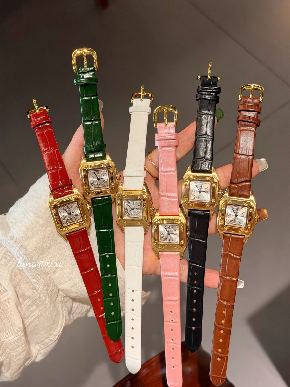 Colorful Rectangular Dial Strap Quartz Watch