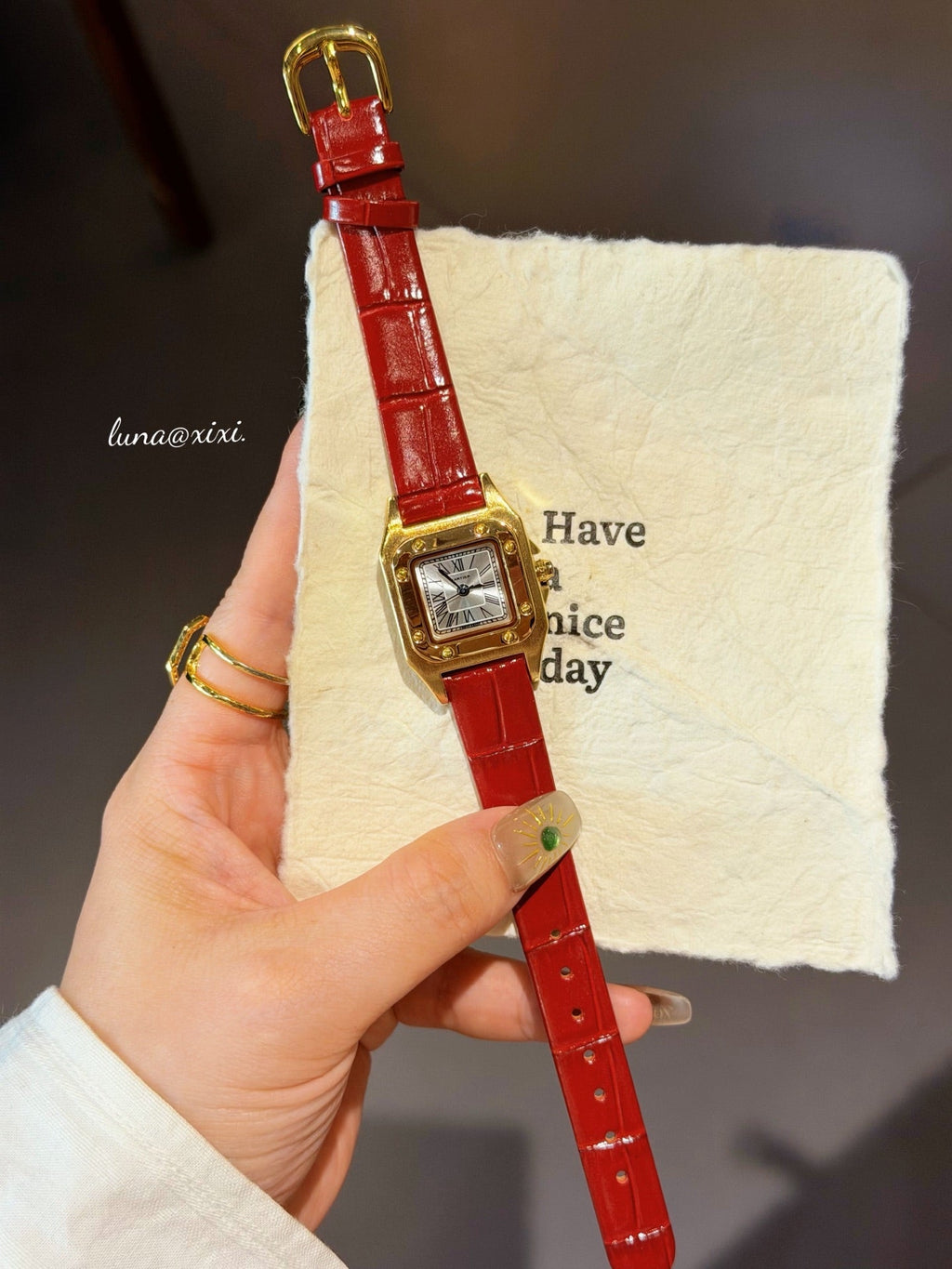 Colorful Rectangular Dial Strap Quartz Watch