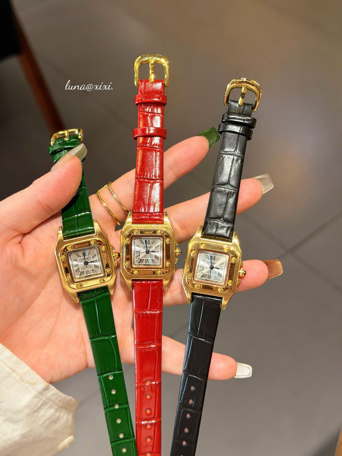 Colorful Rectangular Dial Strap Quartz Watch