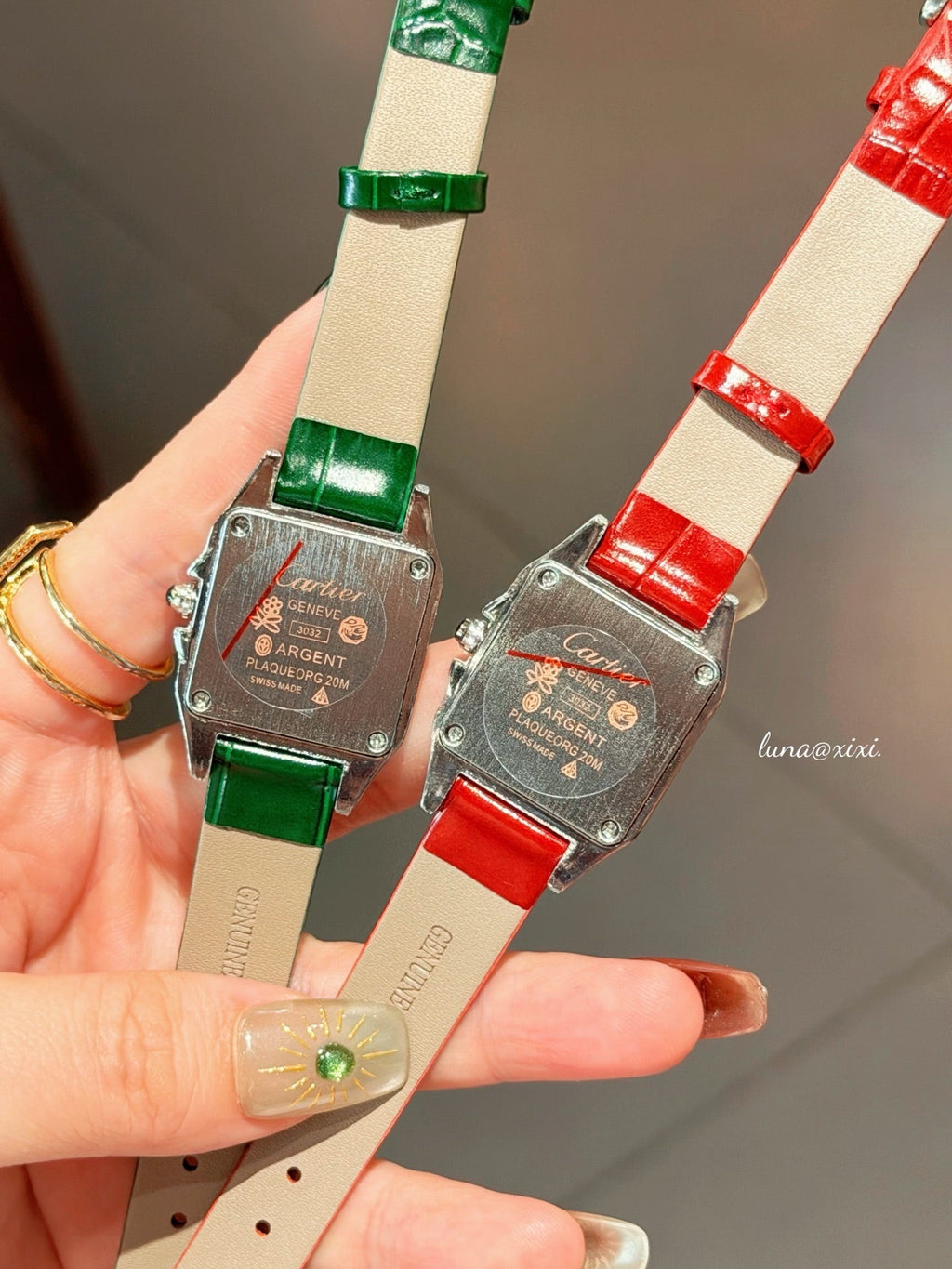 Rectangular Dial Leather-Look Strap Quartz Watch