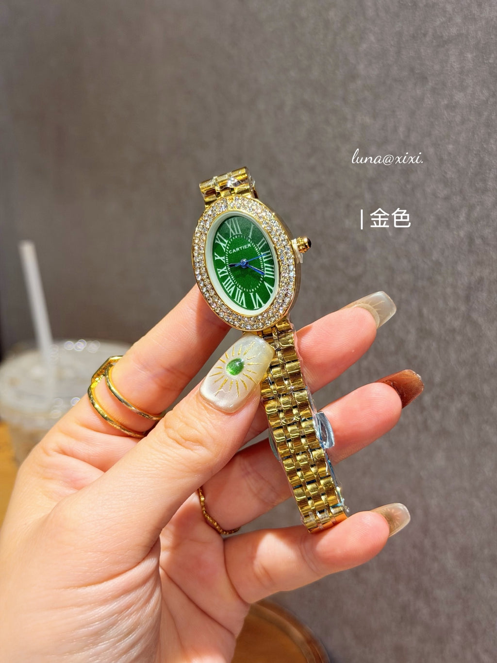 Oval Stone-Accent Bracelet Quartz Watch