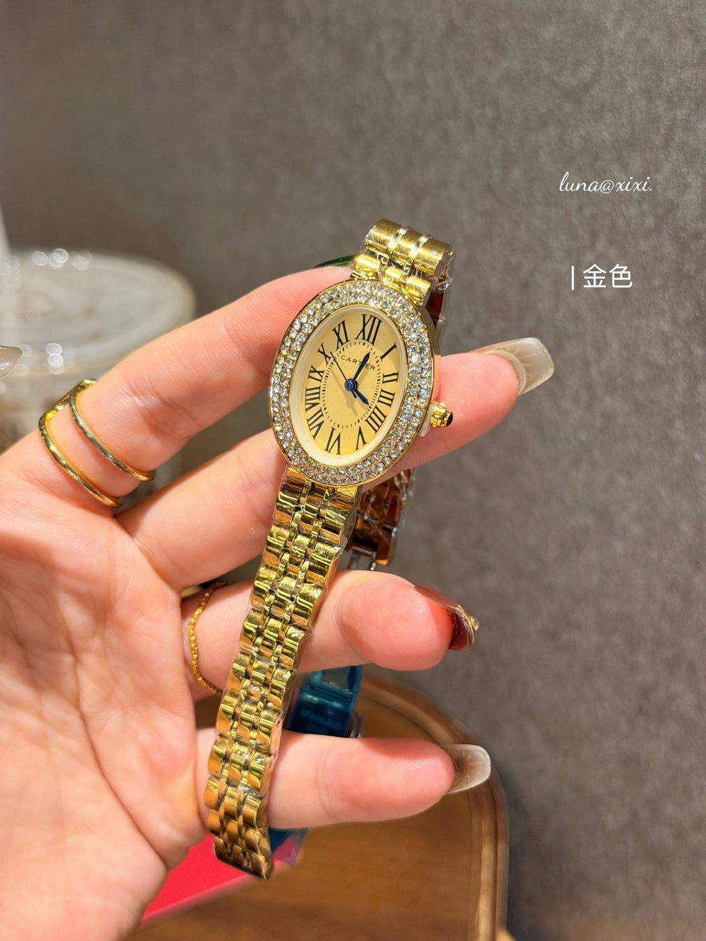 Oval Stone-Accent Bracelet Quartz Watch