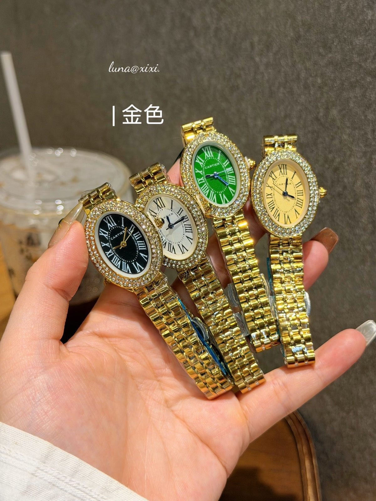 Oval Stone-Accent Bracelet Quartz Watch