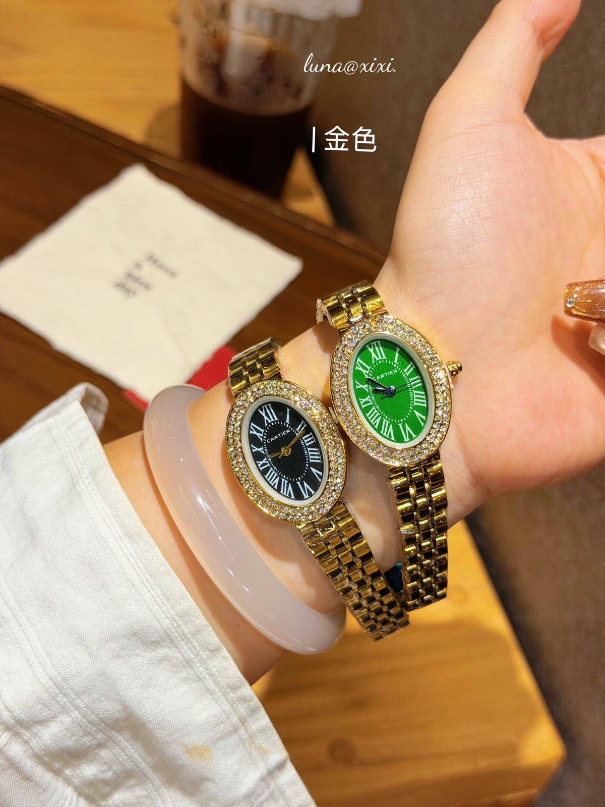 Oval Stone-Accent Bracelet Quartz Watch