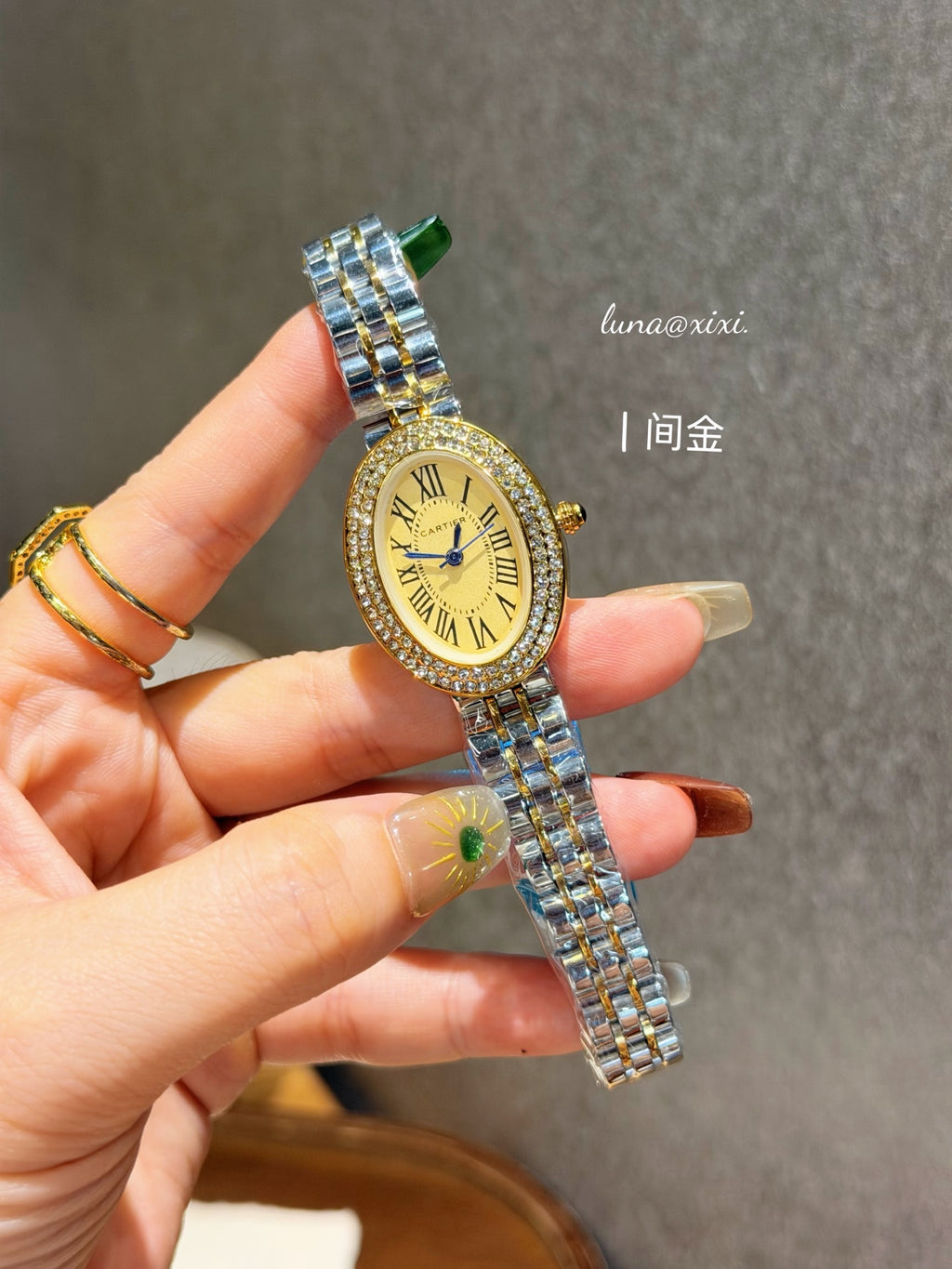 Two-Tone Oval Dial Quartz Bracelet Watch