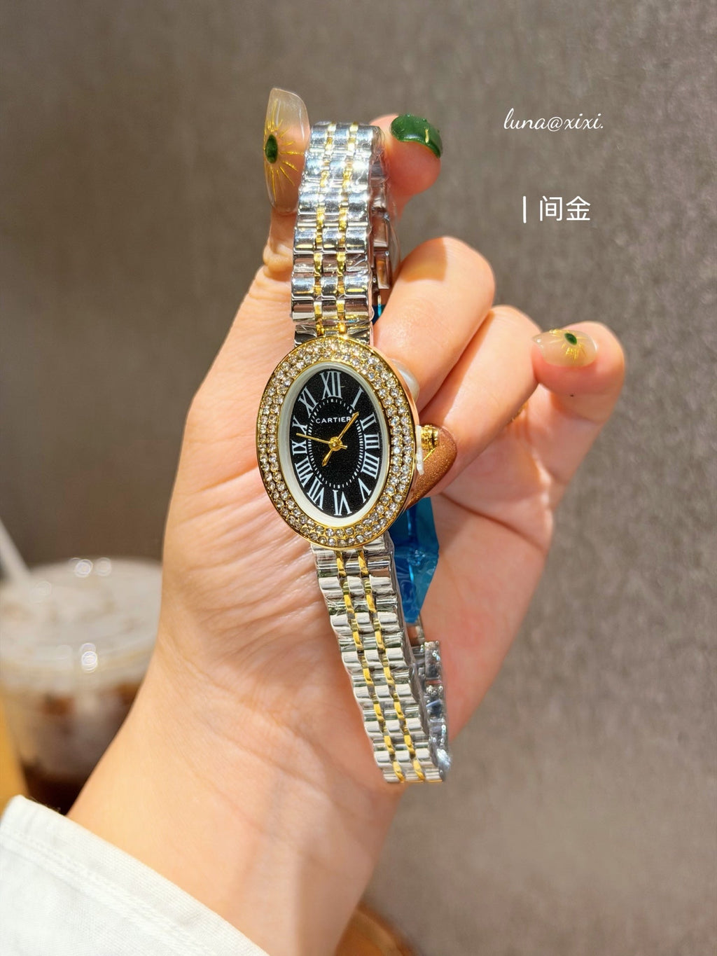 Two-Tone Oval Dial Quartz Bracelet Watch