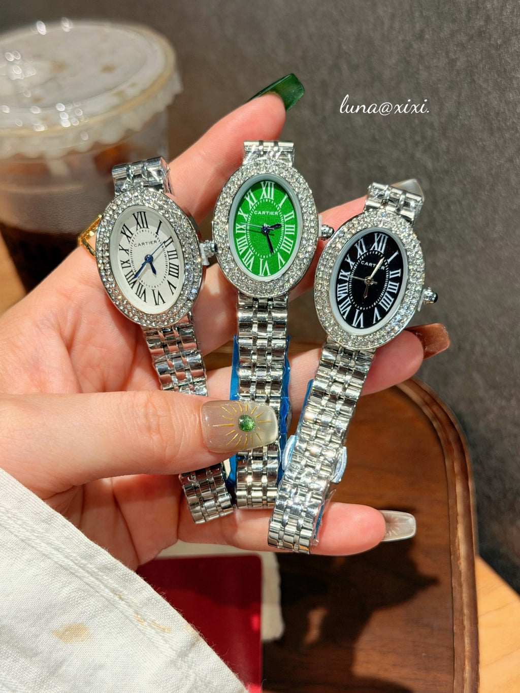 Stone-Accent Round Dial Quartz Watch