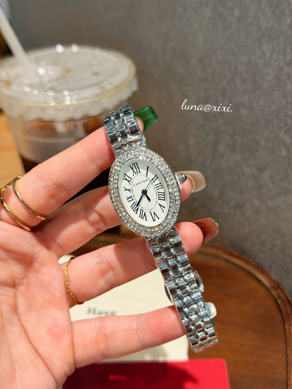 Stone-Accent Round Dial Quartz Watch