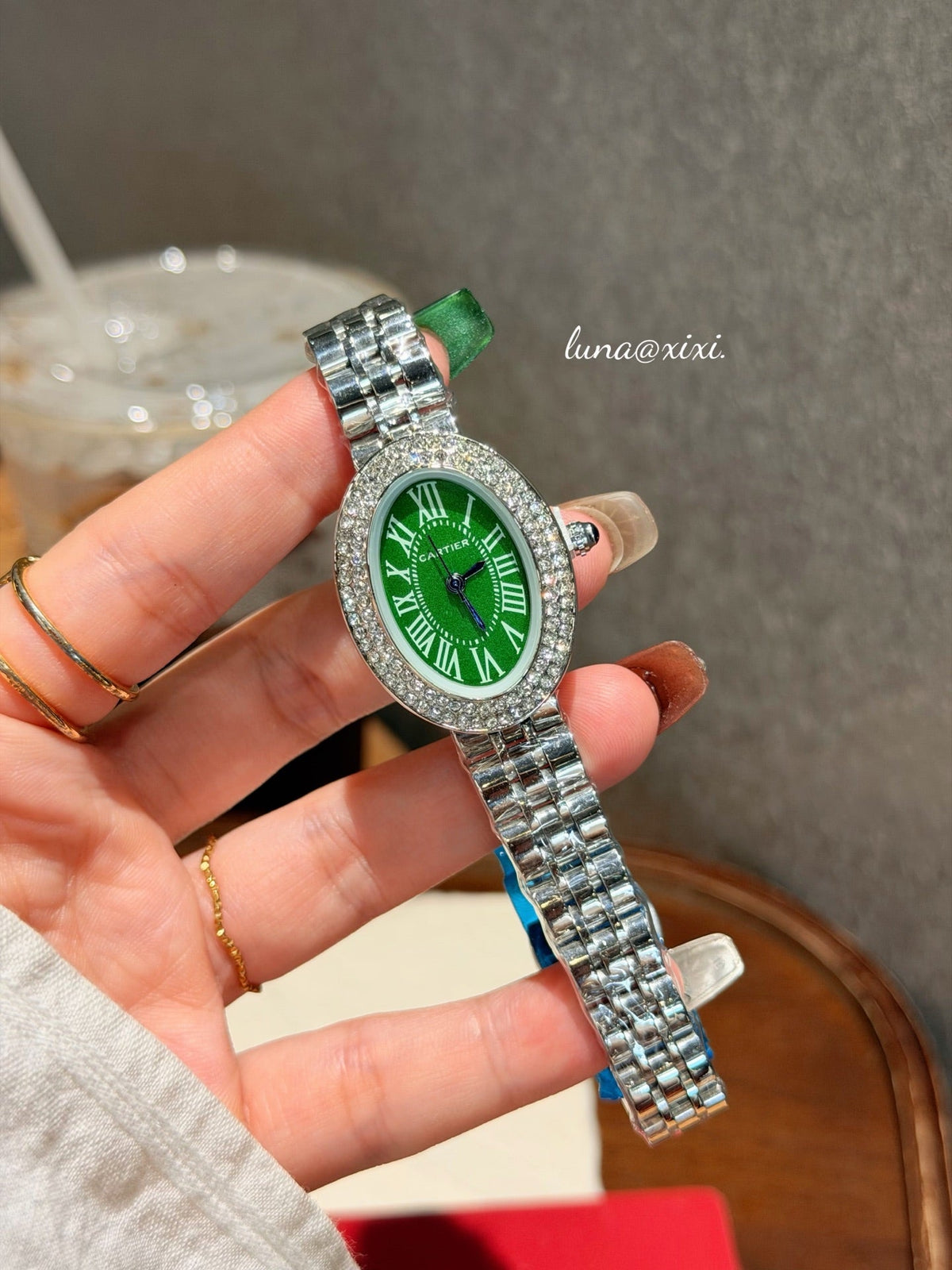Stone-Accent Round Dial Quartz Watch