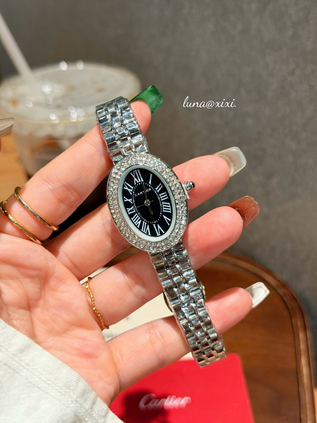 Stone-Accent Round Dial Quartz Watch