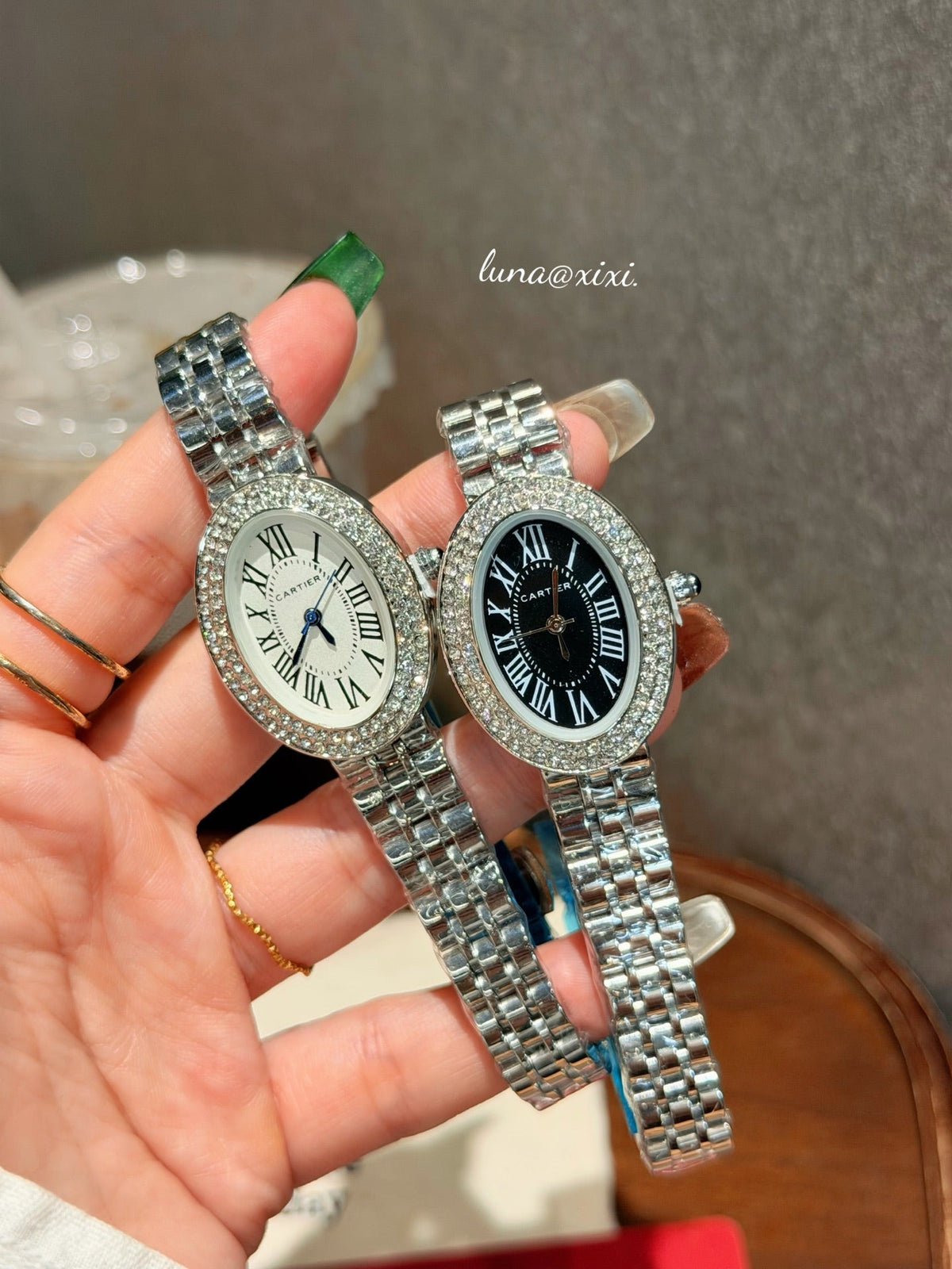 Stone-Accent Round Dial Quartz Watch