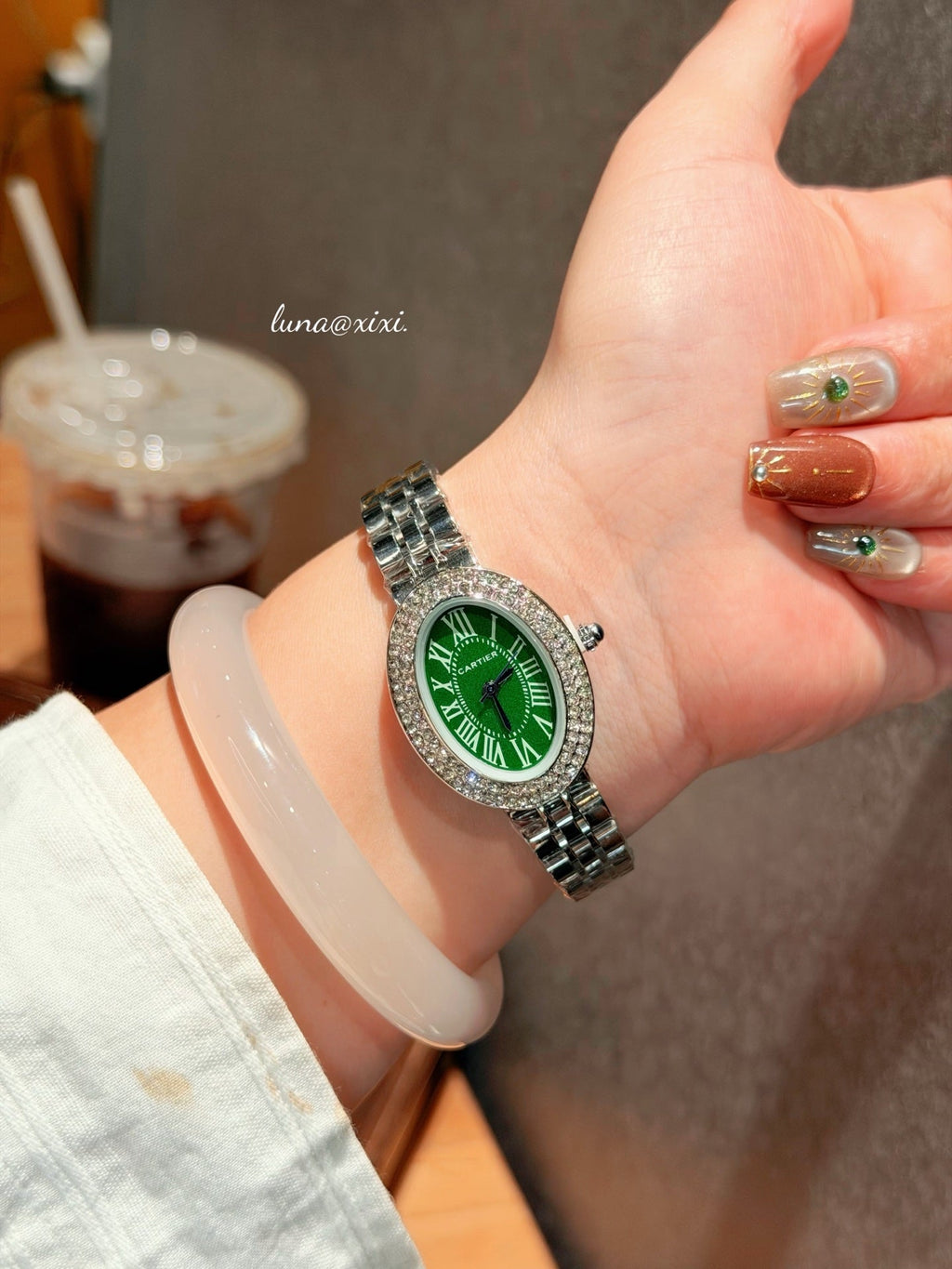 Stone-Accent Round Dial Quartz Watch