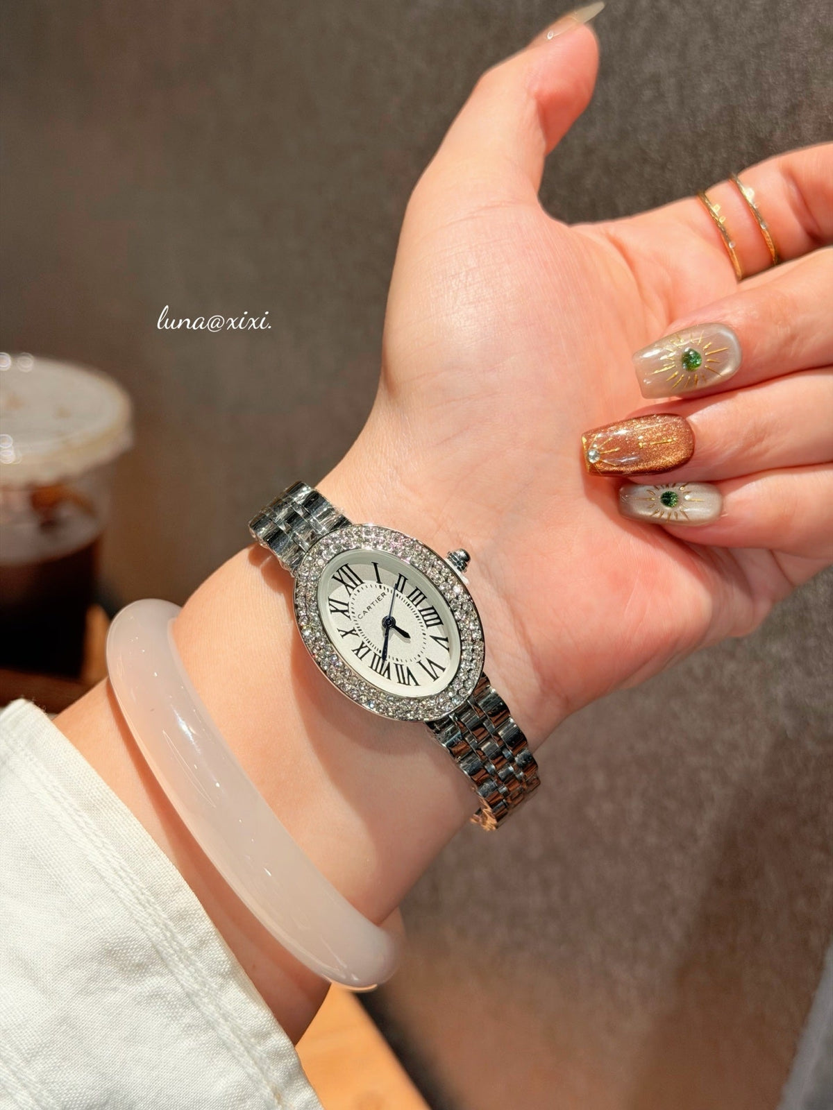 Stone-Accent Round Dial Quartz Watch