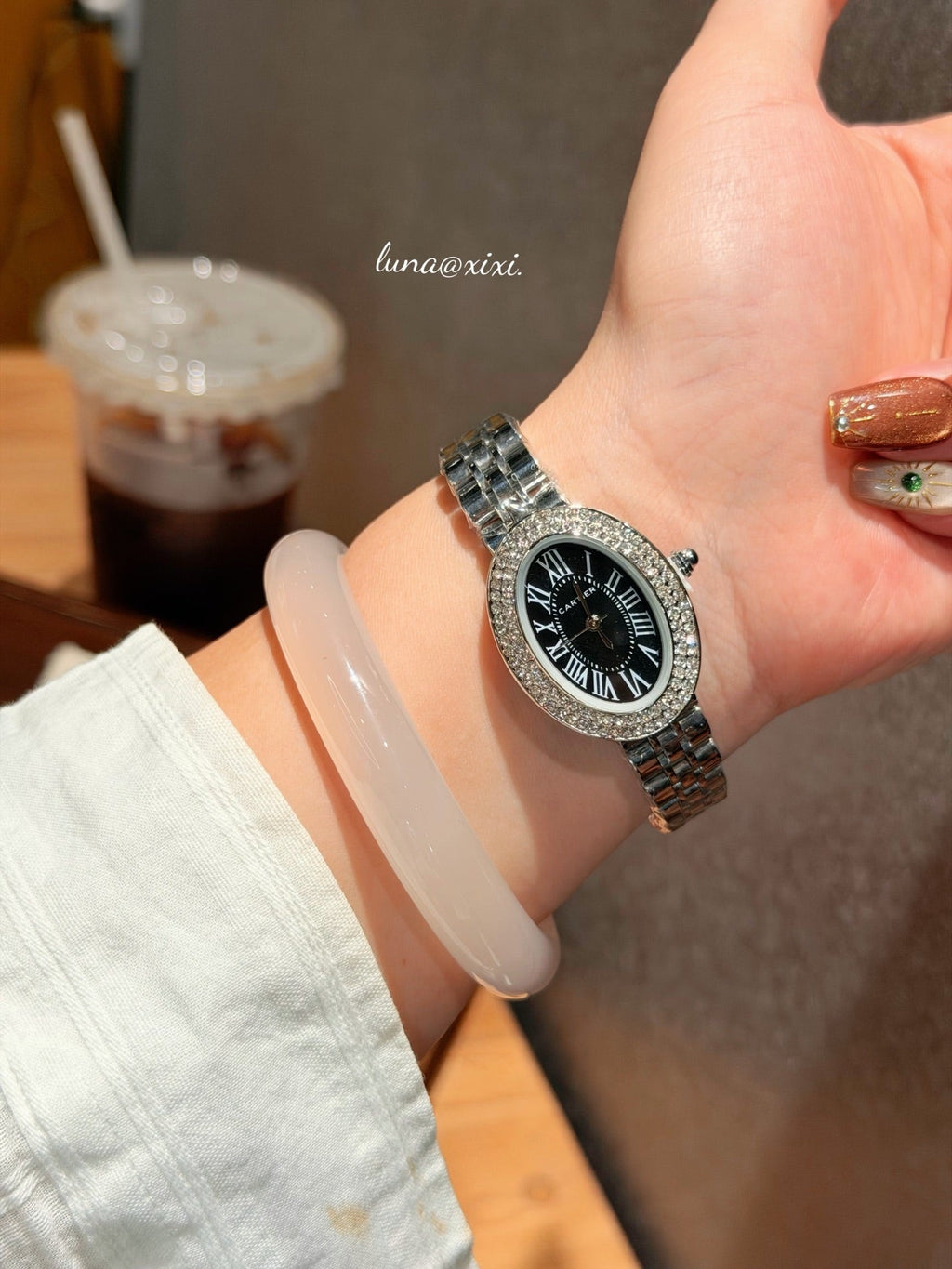 Stone-Accent Round Dial Quartz Watch