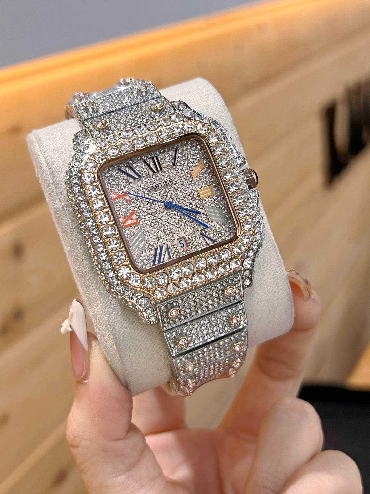 Crystal-Style Rectangular Dial Bracelet Quartz Watch