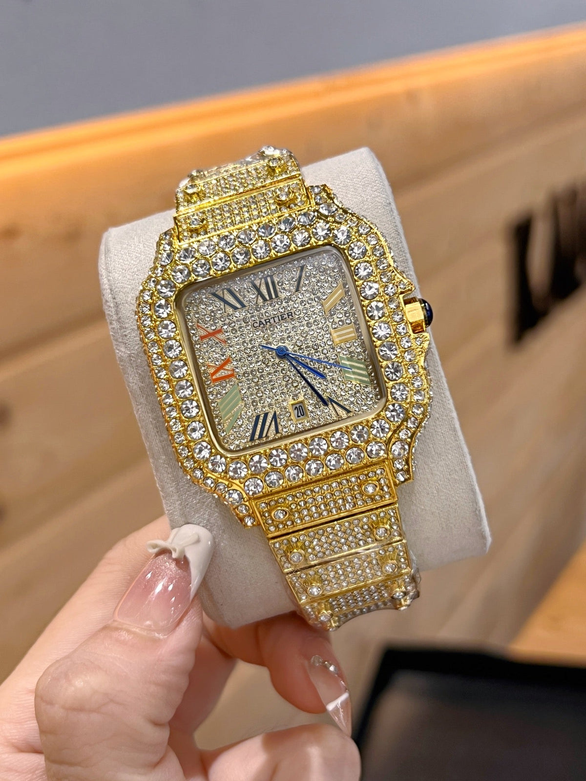 Crystal-Style Rectangular Dial Bracelet Quartz Watch