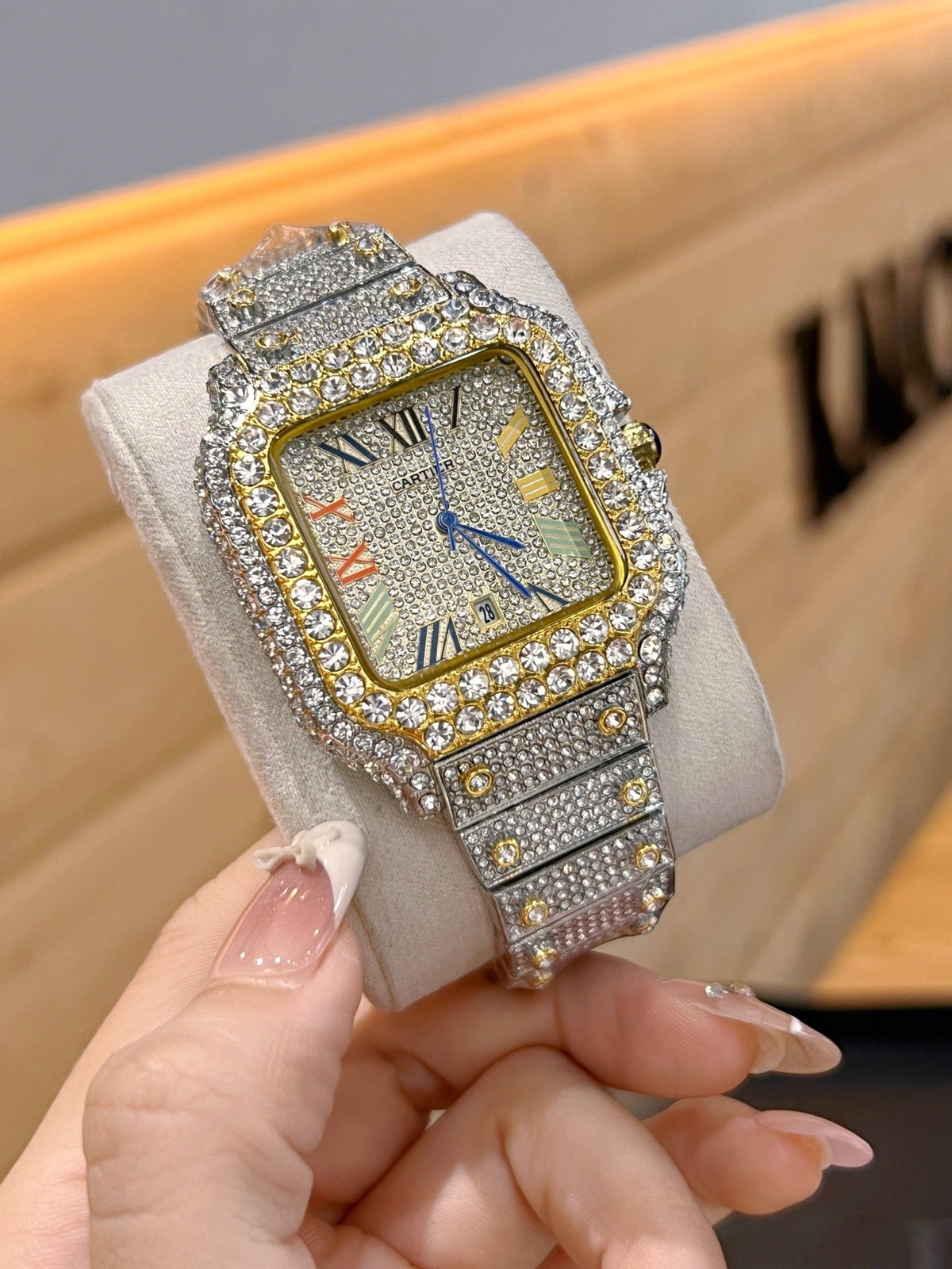 Crystal-Style Rectangular Dial Bracelet Quartz Watch