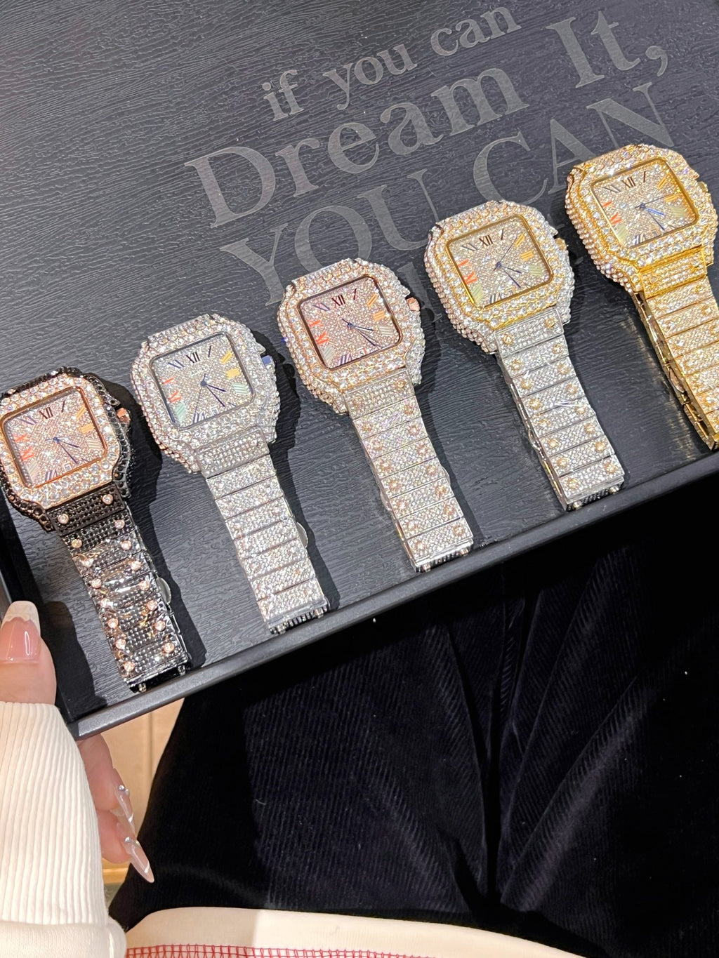 Crystal-Style Rectangular Dial Bracelet Quartz Watch