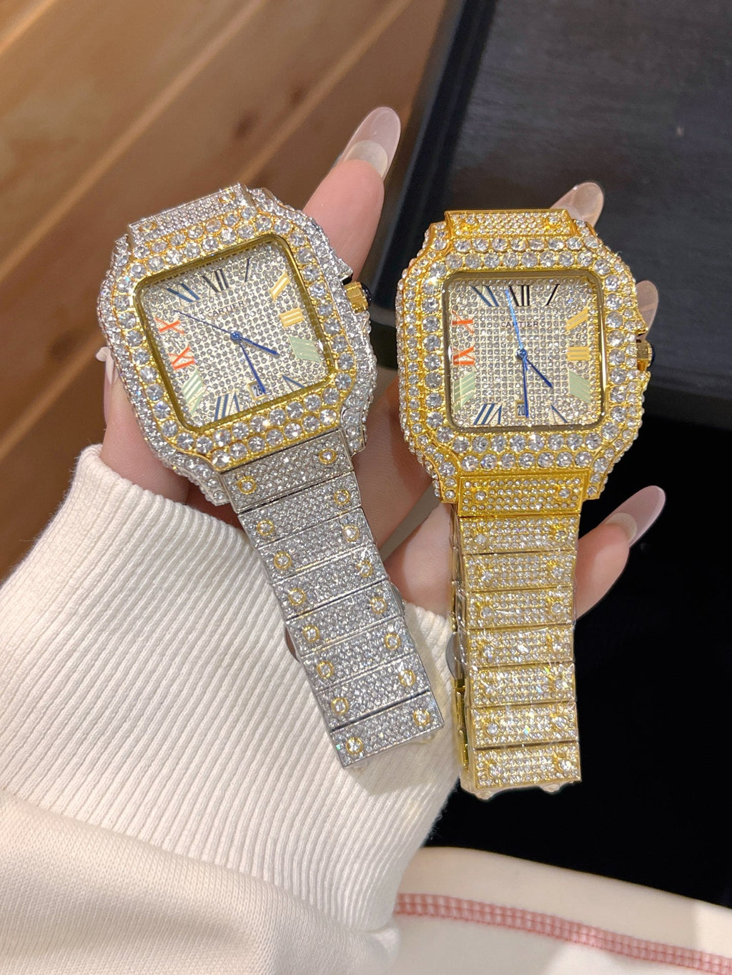 Crystal-Style Rectangular Dial Bracelet Quartz Watch