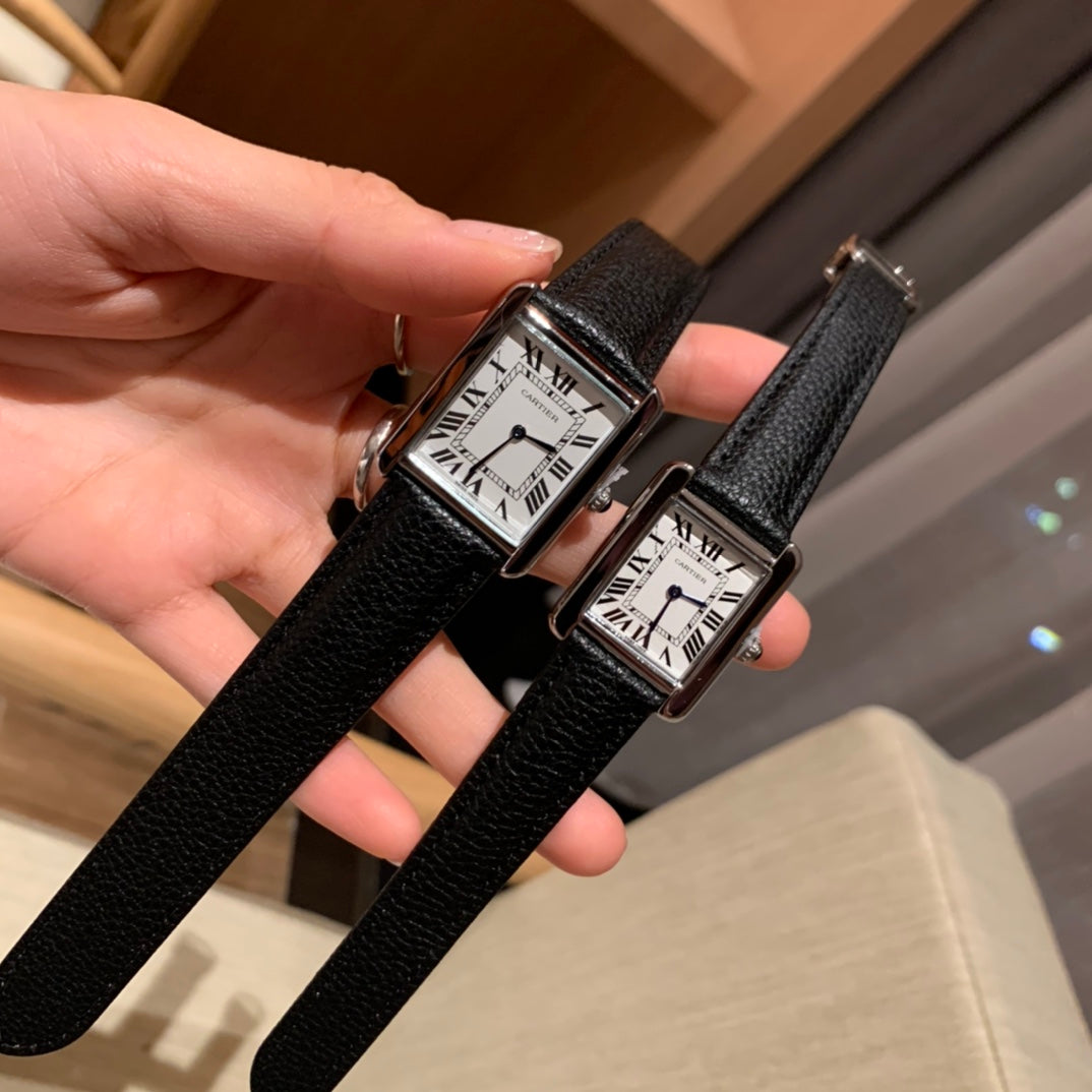 Slim Rectangular Dial Strap Quartz Watch