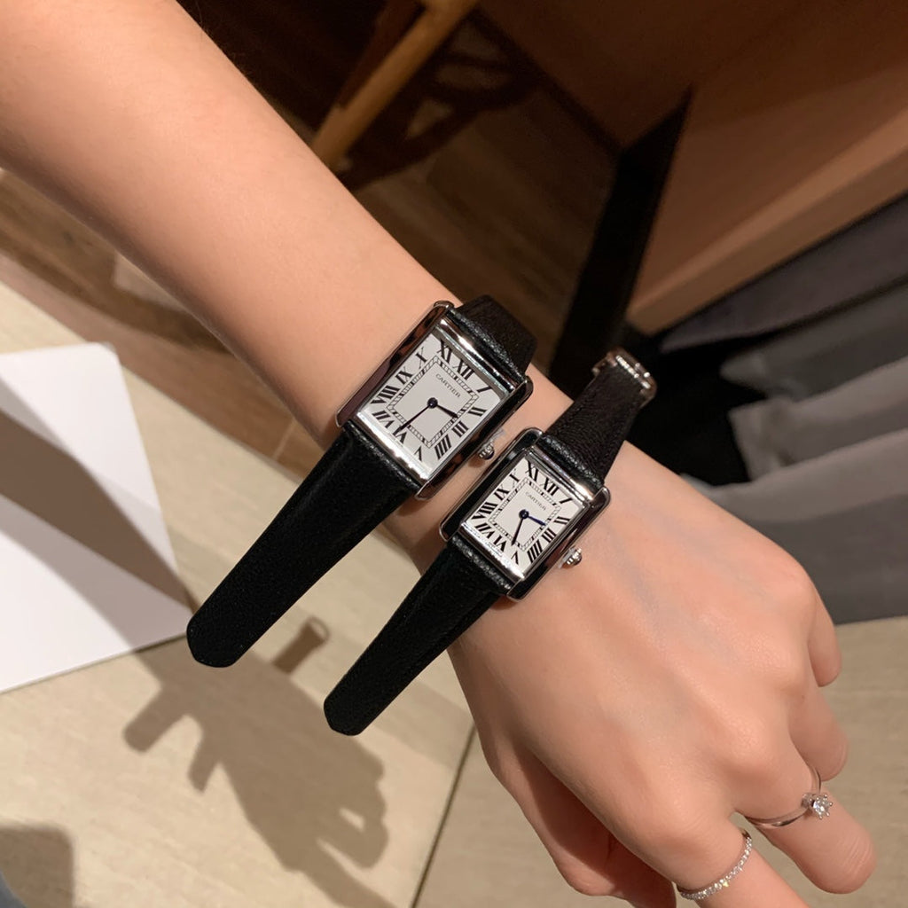 Slim Rectangular Dial Strap Quartz Watch