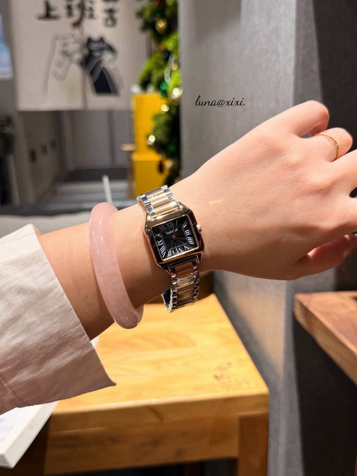 Petite Square Dial Two-Tone Bracelet Quartz Watch