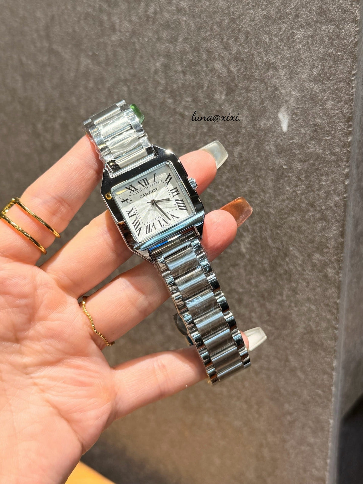 Rectangular Dial Two-Tone Bracelet Quartz Watch