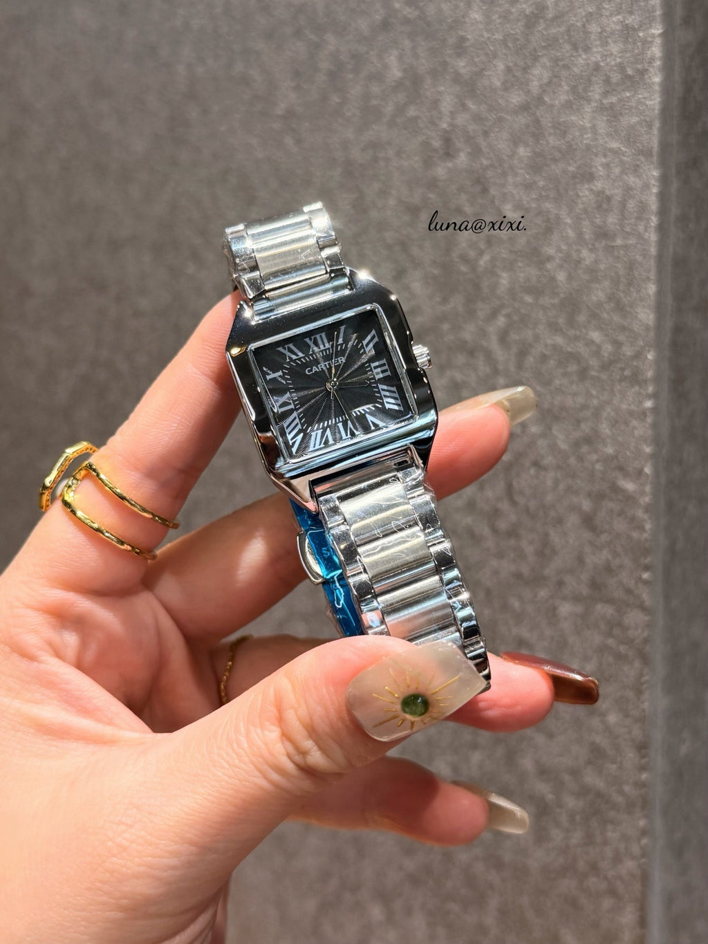 Rectangular Dial Two-Tone Bracelet Quartz Watch