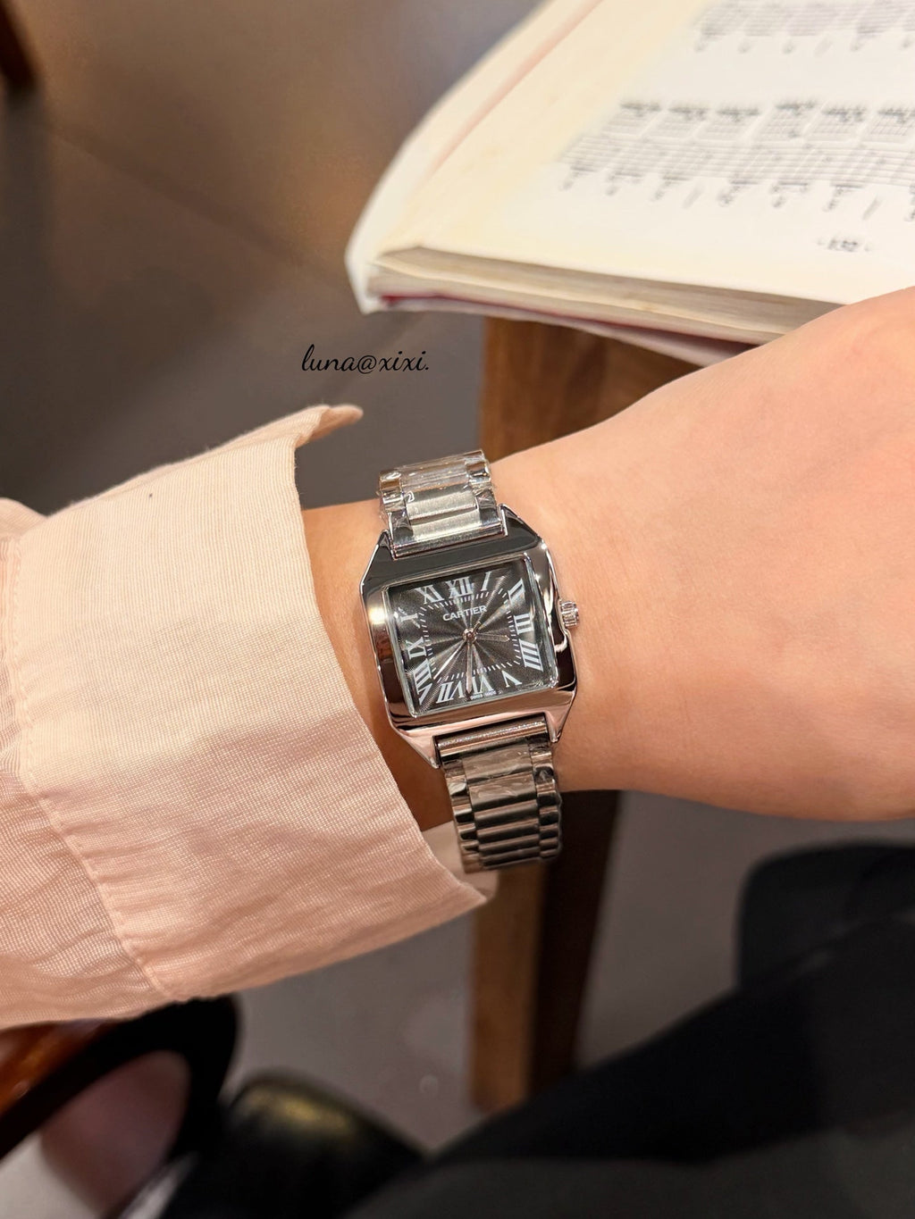 Rectangular Dial Two-Tone Bracelet Quartz Watch