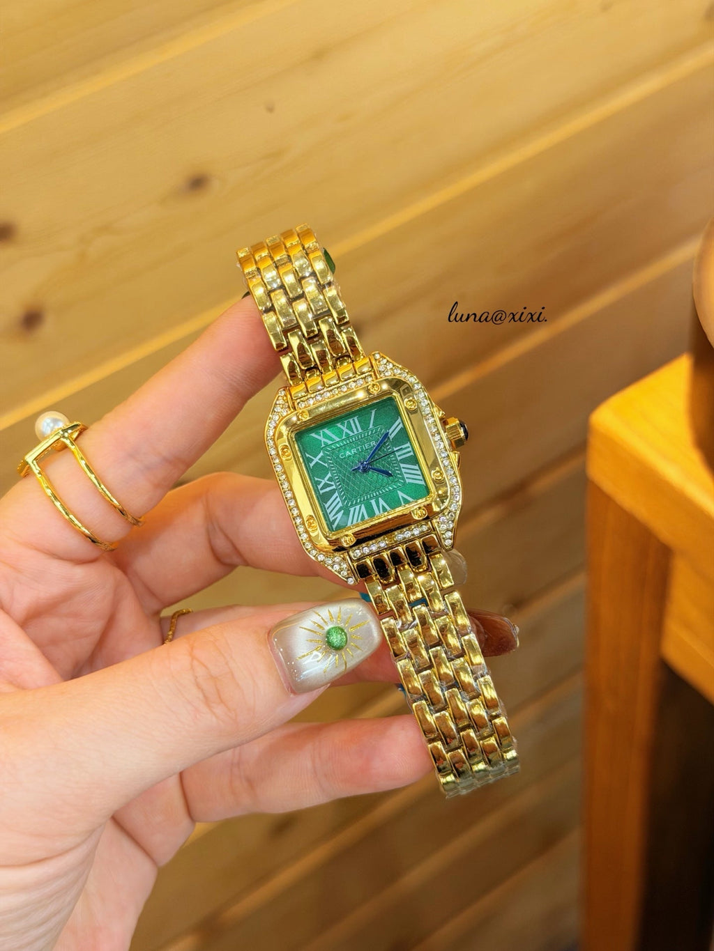 Gold-Tone Square Dial Bracelet Quartz Watch