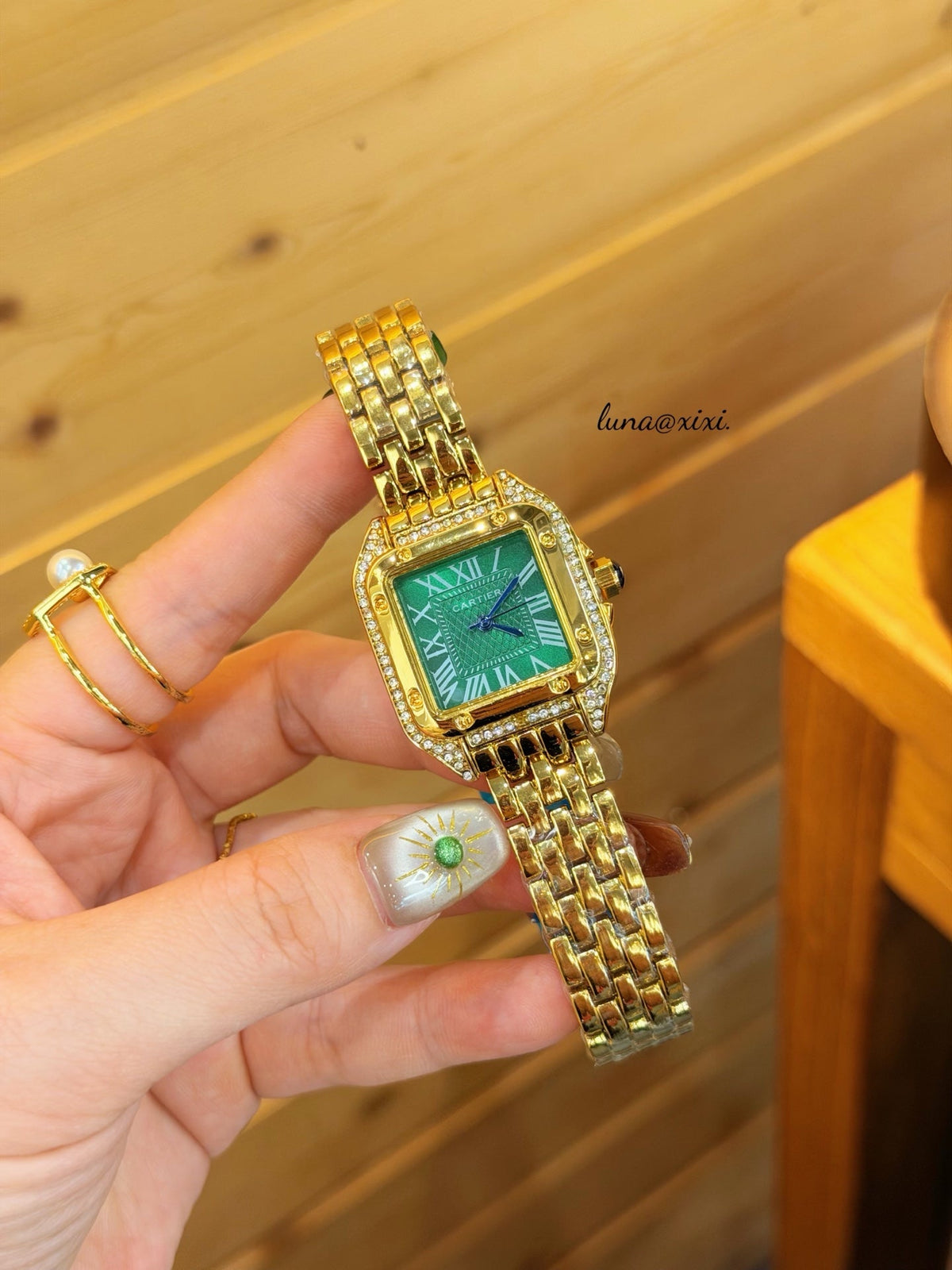 Gold-Tone Square Dial Bracelet Quartz Watch