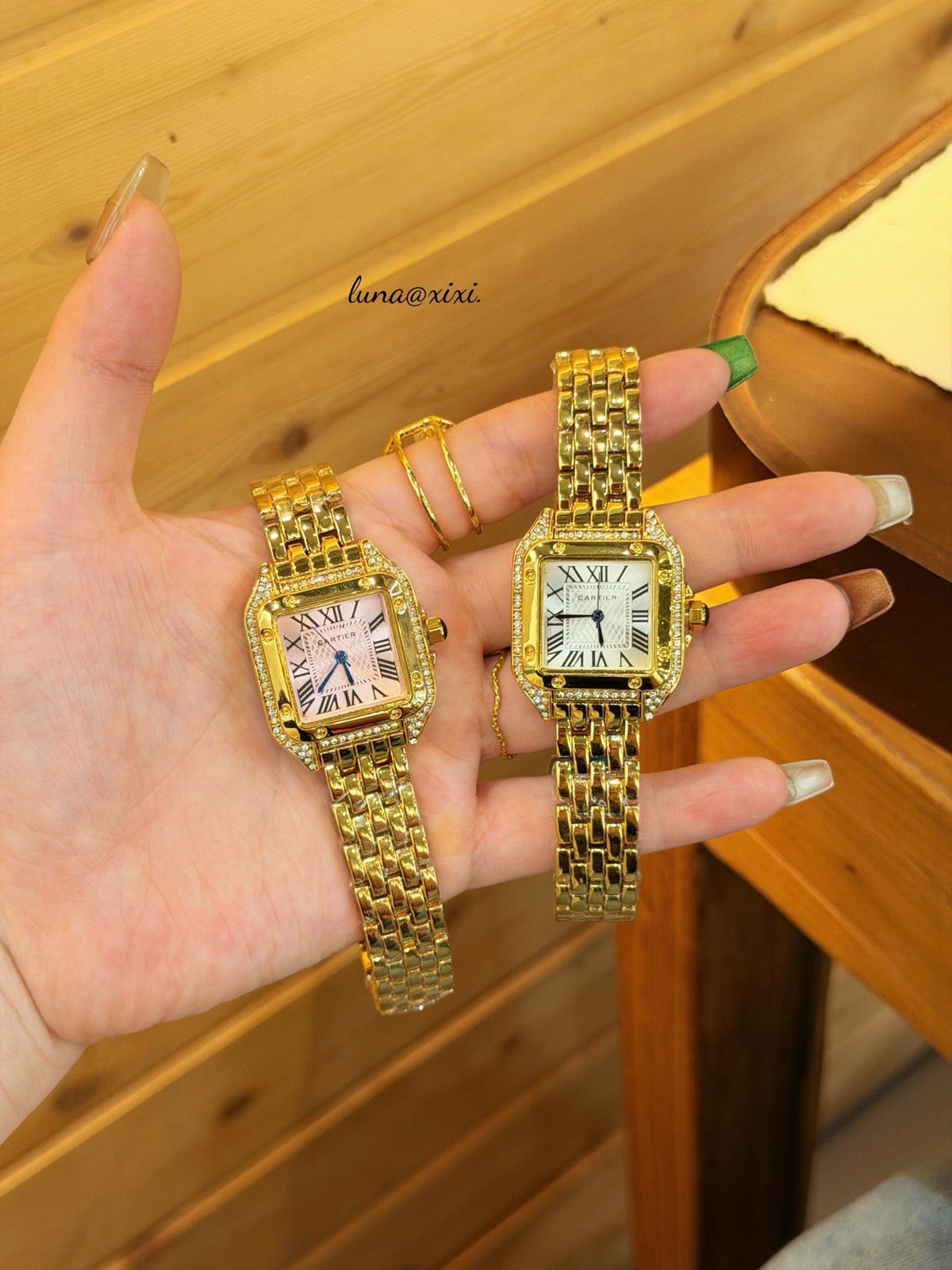 Gold-Tone Square Dial Bracelet Quartz Watch