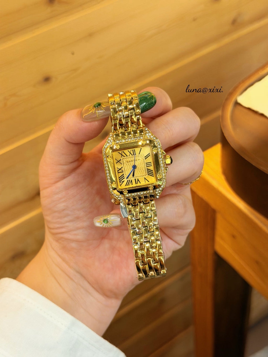 Gold-Tone Square Dial Bracelet Quartz Watch