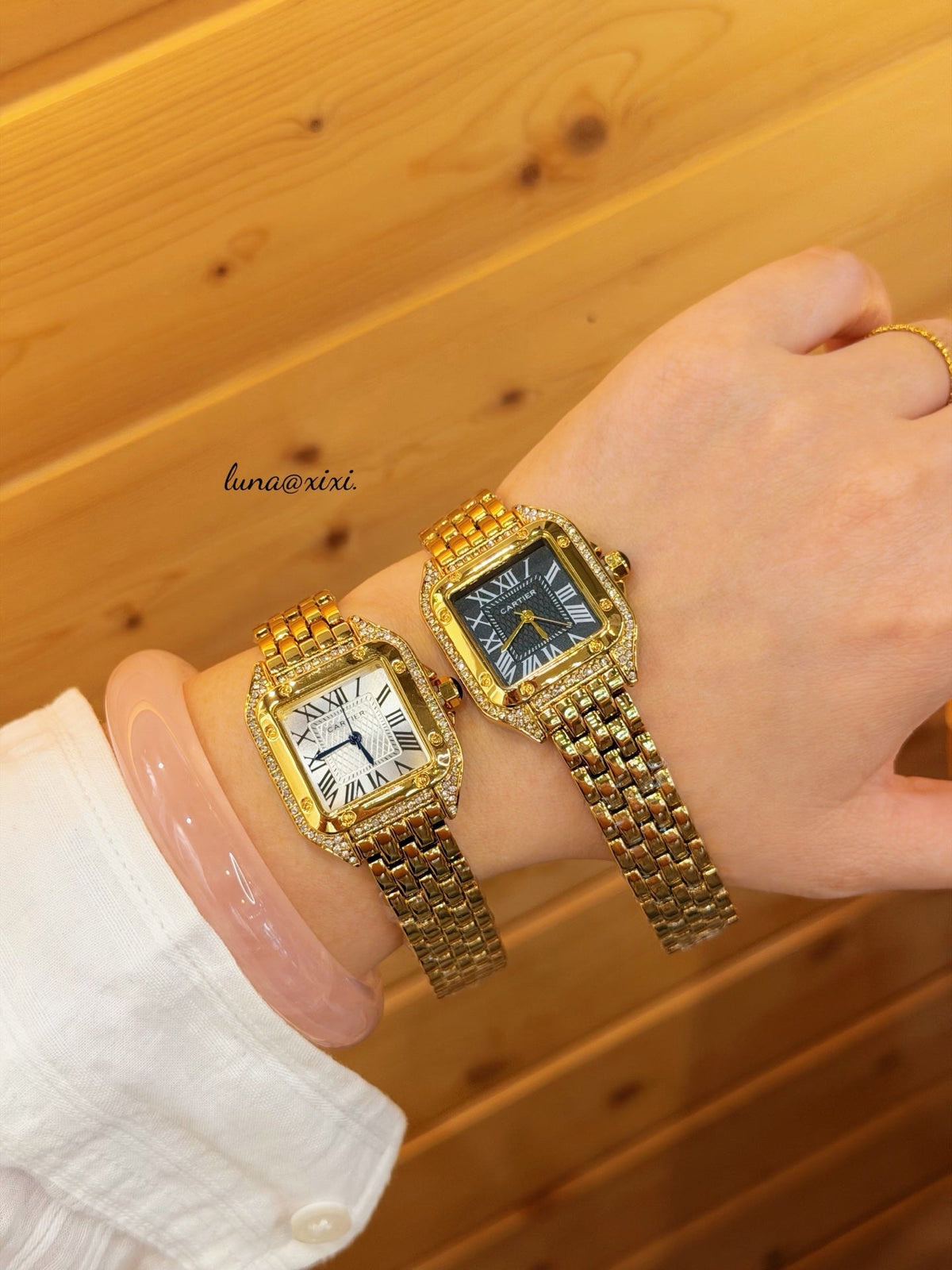 Gold-Tone Square Dial Bracelet Quartz Watch