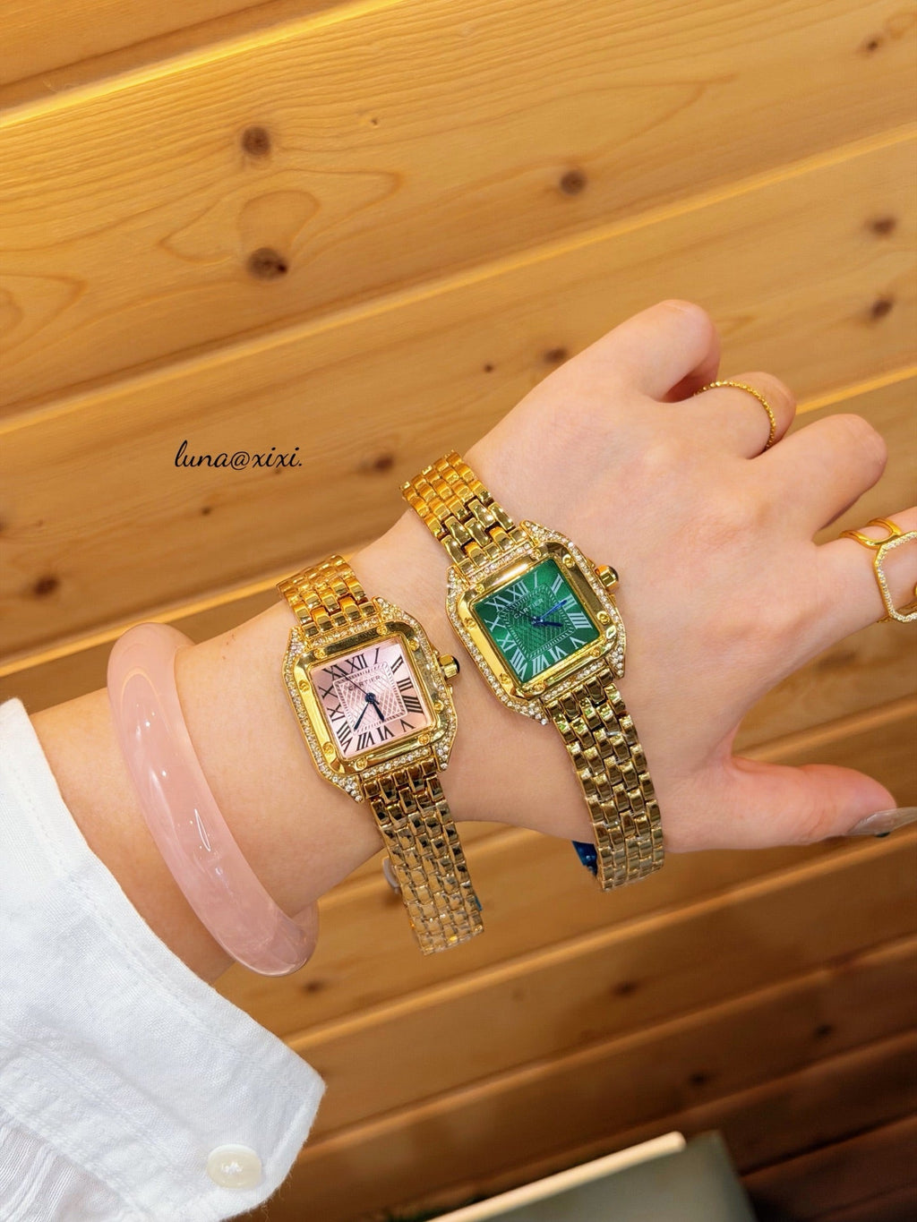 Gold-Tone Square Dial Bracelet Quartz Watch