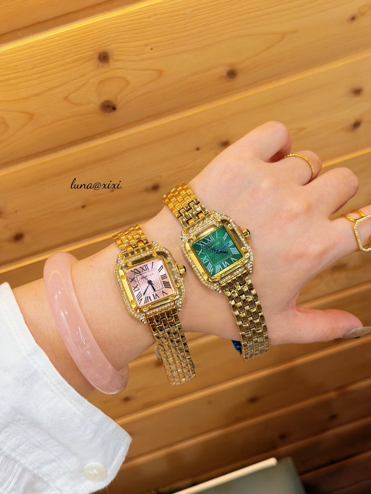 Gold-Tone Square Dial Bracelet Quartz Watch