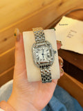Silver-Tone Rectangular Dial Bracelet Quartz Watch